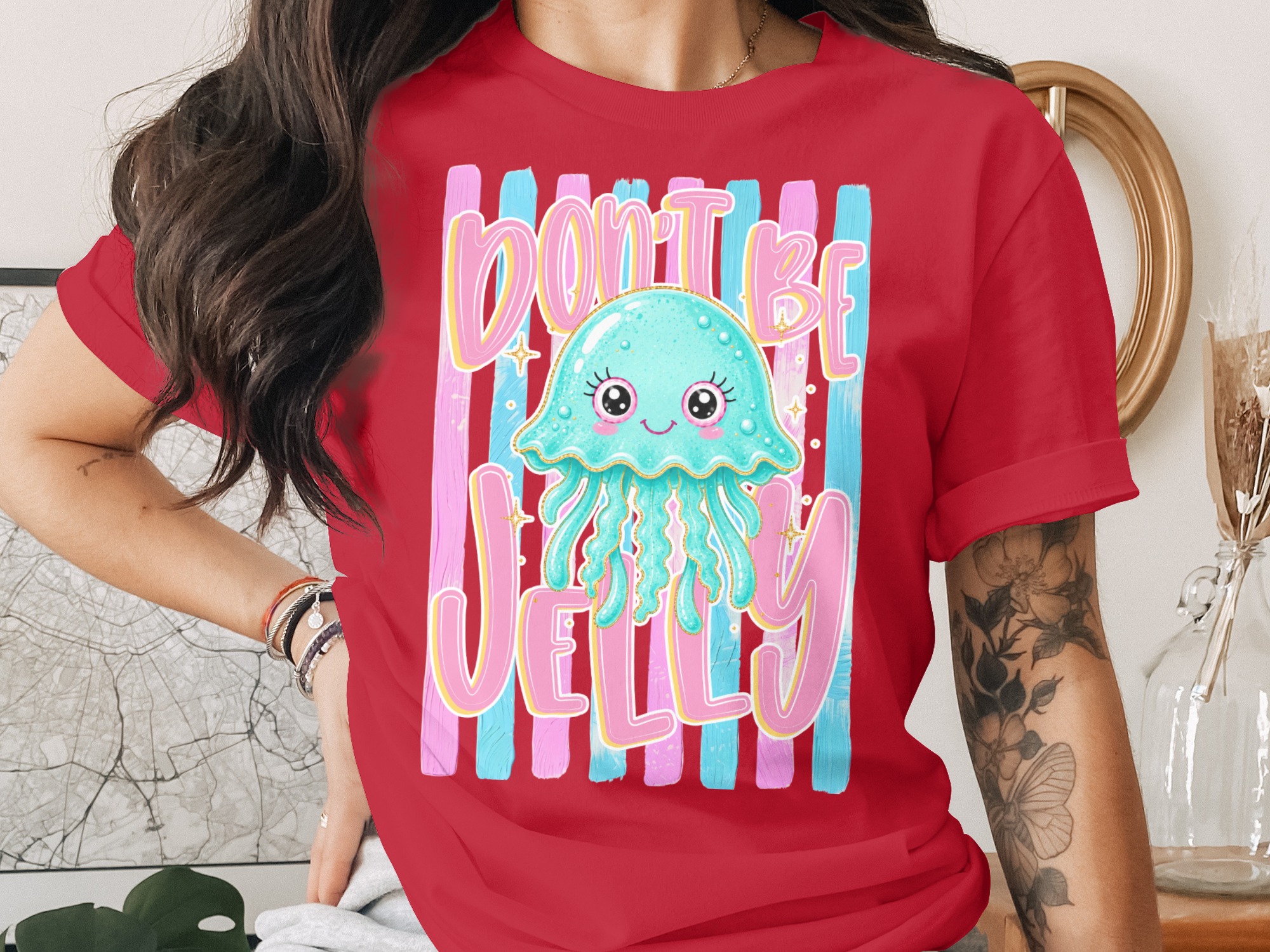 Comfort Colors ® Don't Be Jelly T-Shirt, Cute Kawaii Jellyfish Tee, Positive Vibes, Summer Ocean Lover Gift, Aesthetic Girl Shirt, Trendy - Image 4