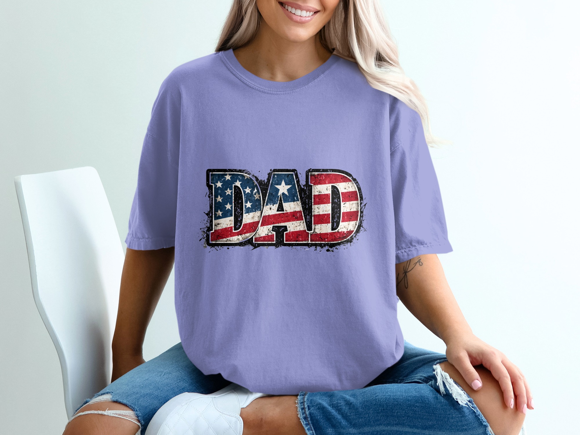 Comfort Colors® Dad T-Shirt, Patriotic American Flag Dad Shirt, Father's Day Gift, Distressed Flag Tee, Fourth of July, Gift for Papa - Image 18