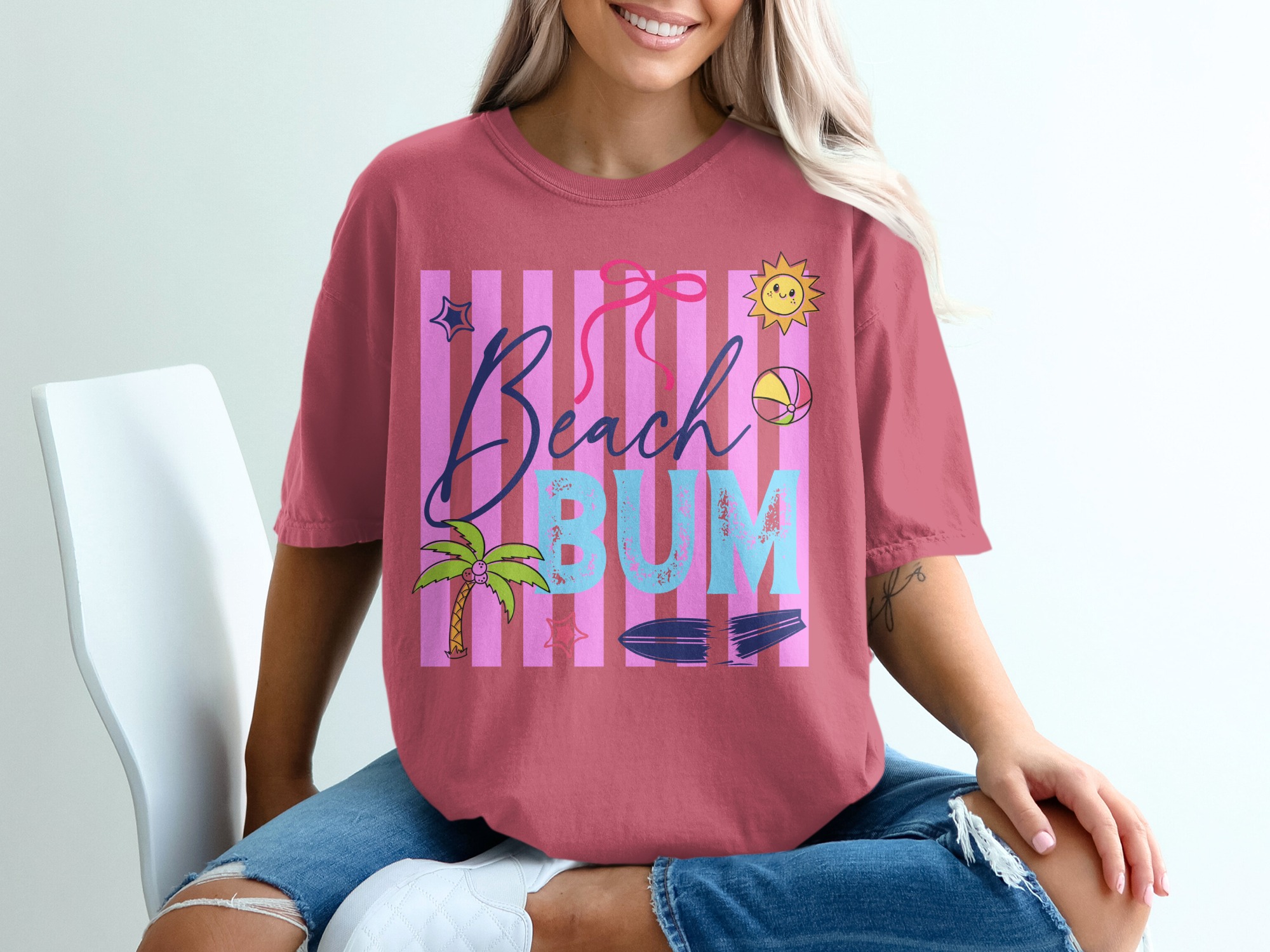 Beach Bum T-Shirt | Retro Summer Vacation Shirt for Women | Cute Beach Lover Tee | Girls Trip Gift Idea | Fun Ocean Vibe Apparel - Image 15