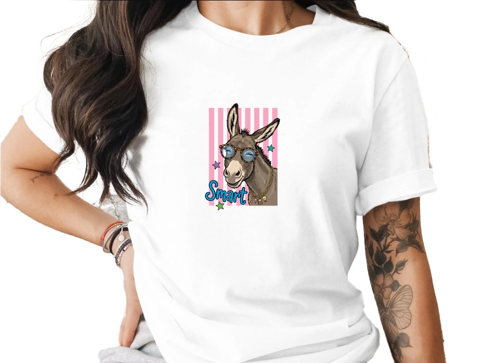 Comfort Colors® Smart Donkey T-Shirt, Funny Animal Tee, Cute Donkey with Glasses Shirt, Humorous Graphic Apparel, Quirky Gift Idea