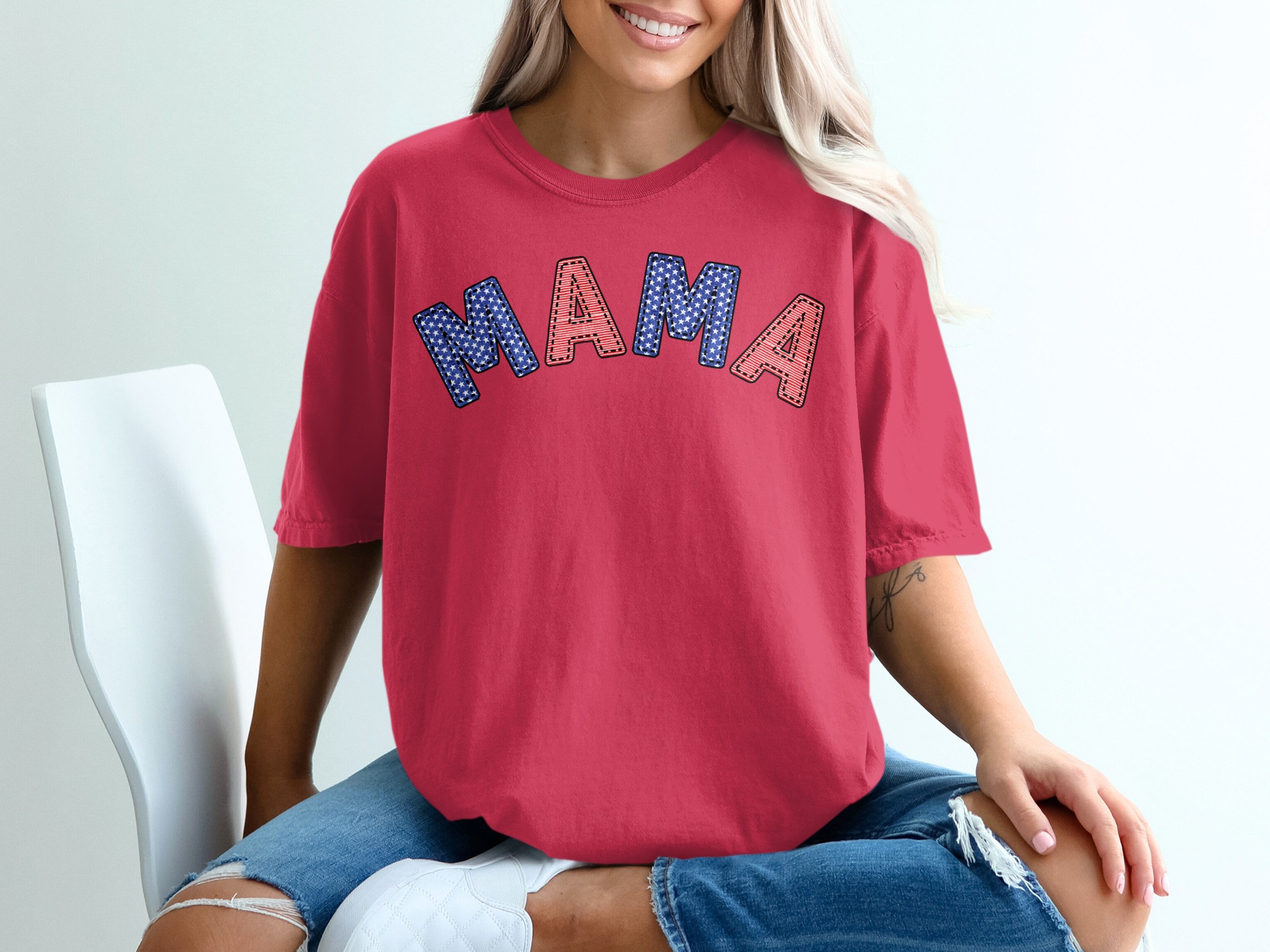 Patriotic Mama T-Shirt, American Flag Mama Shirt, 4th of July Mom Tee, USA Red White Blue Top, Memorial Day Mother's Day Gift for Her - Image 14