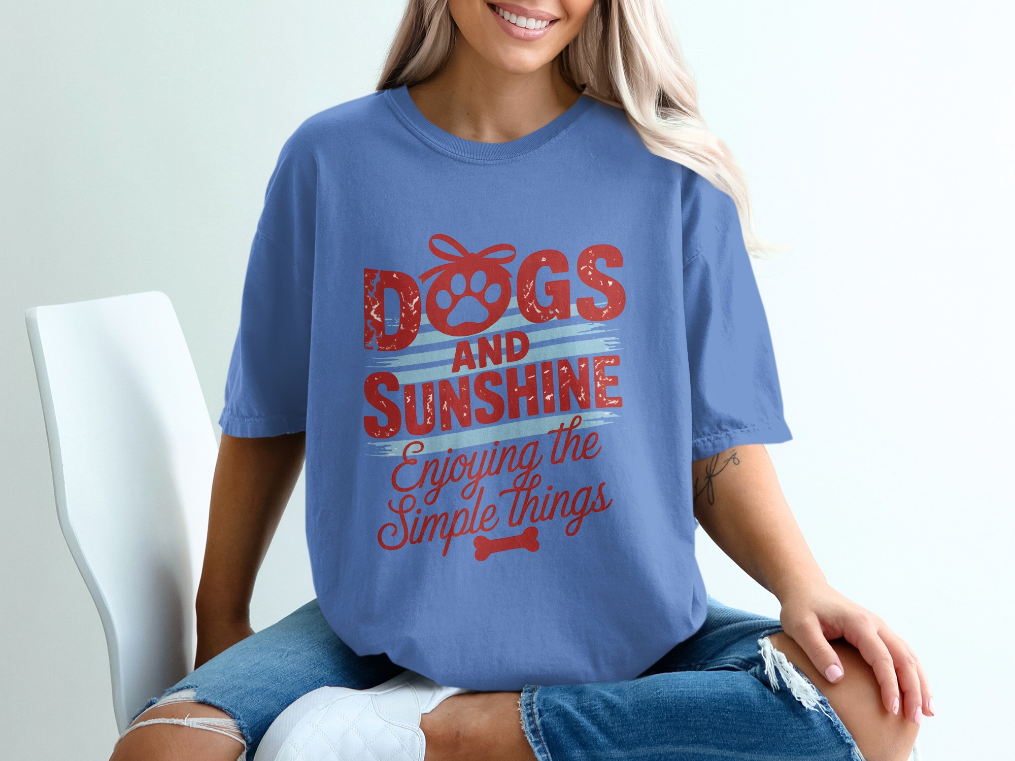 Dogs and Sunshine T-Shirt | Enjoying Simple Things Dog Lover Tee | Pet Parent Gift Shirt | Cozy Canine Life Apparel | Dog Mom Gift Top - Image 20