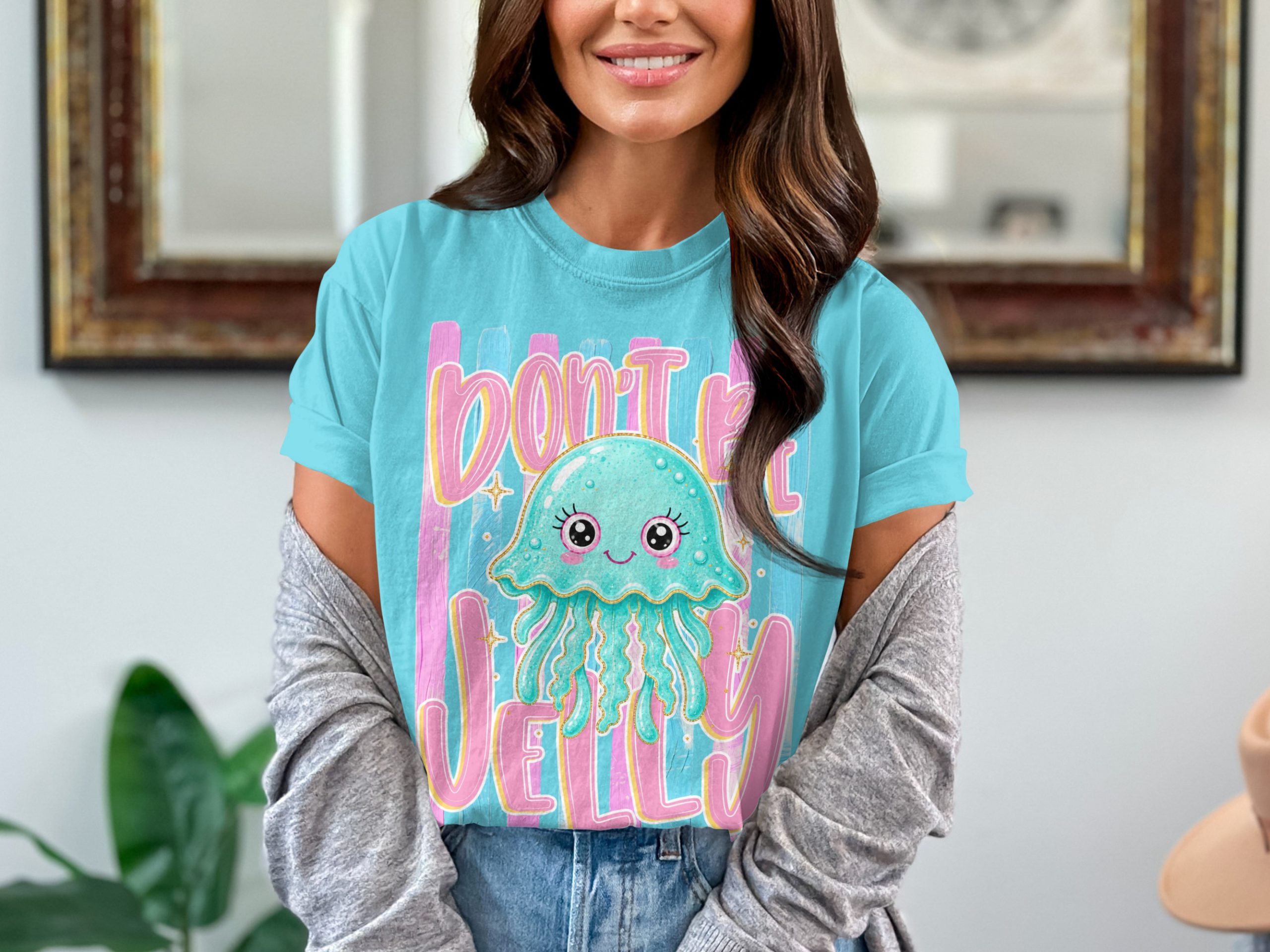 Comfort Colors ® Don't Be Jelly T-Shirt, Cute Kawaii Jellyfish Tee, Positive Vibes, Summer Ocean Lover Gift, Aesthetic Girl Shirt, Trendy - Image 7