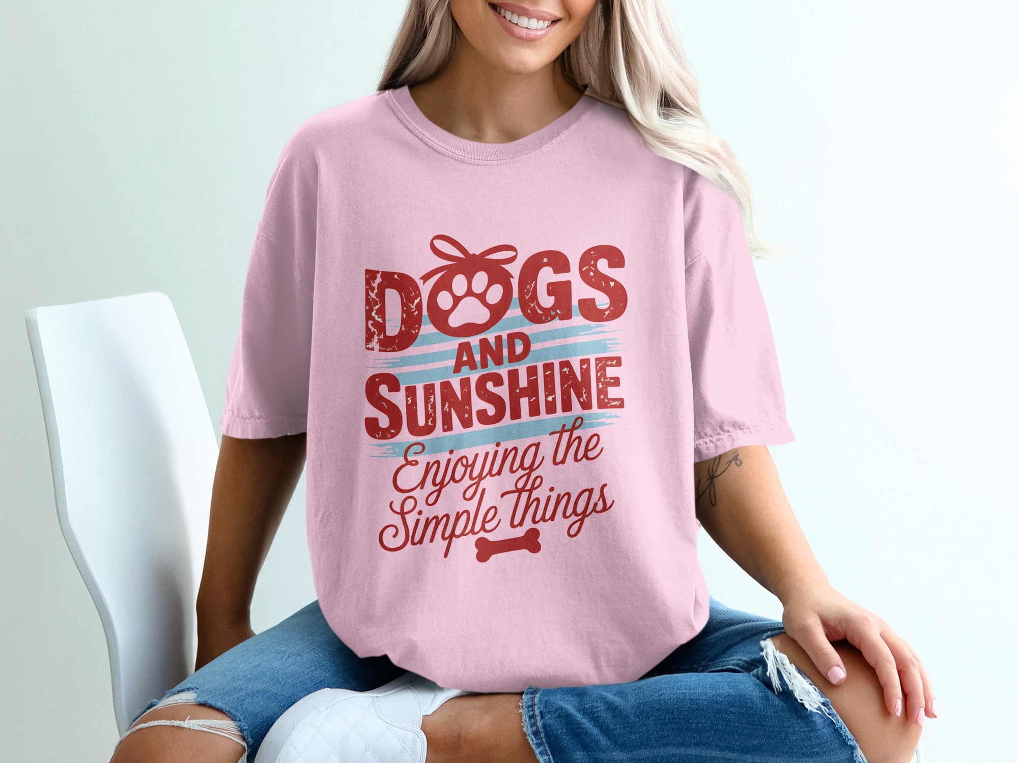 Dogs and Sunshine T-Shirt | Enjoying Simple Things Dog Lover Tee | Pet Parent Gift Shirt | Cozy Canine Life Apparel | Dog Mom Gift Top - Image 17