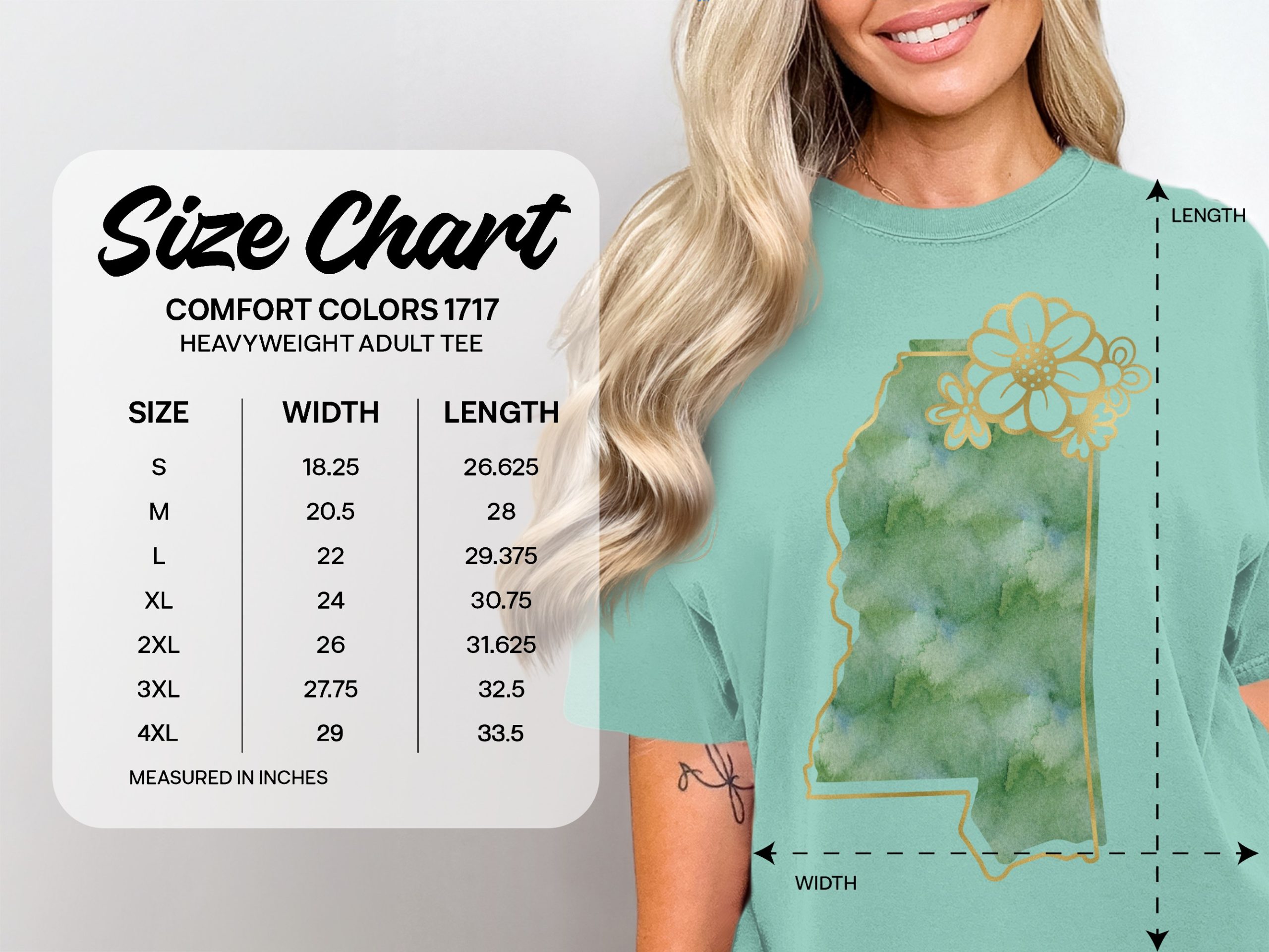 Mississippi State Flower T-Shirt, Faux Gold Print Mississippi Tee, Watercolor Mississippi Shirt, Southern Charm Apparel Gift - Image 5