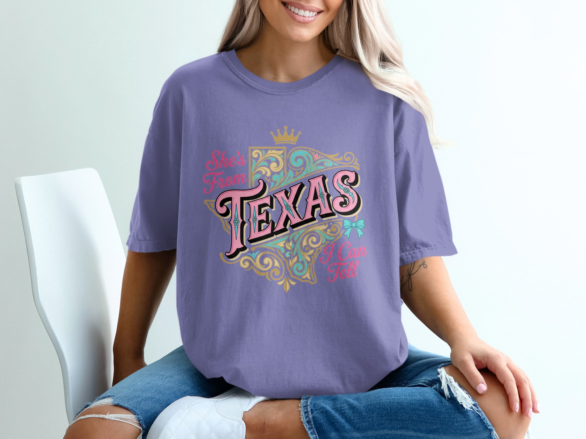 Texas T-Shirt She's From Texas I Can Tell Tee, Southern Belle Texas Shirt, Cute Western Style Texas Girl Gift, State Pride Top, Texas Crown - Image 13