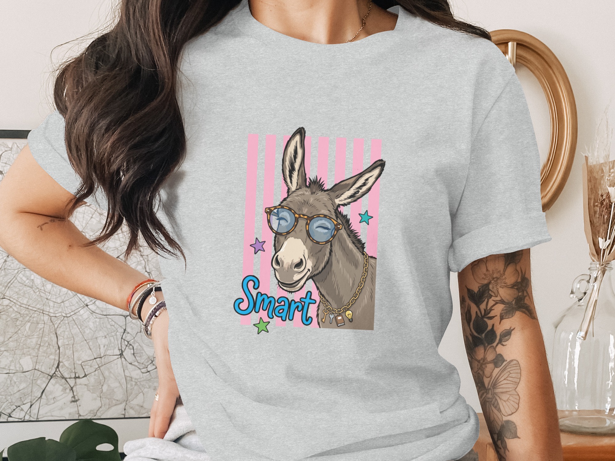 Comfort Colors® Smart Donkey T-Shirt, Funny Animal Tee, Cute Donkey with Glasses Shirt, Humorous Graphic Apparel, Quirky Gift Idea - Image 2