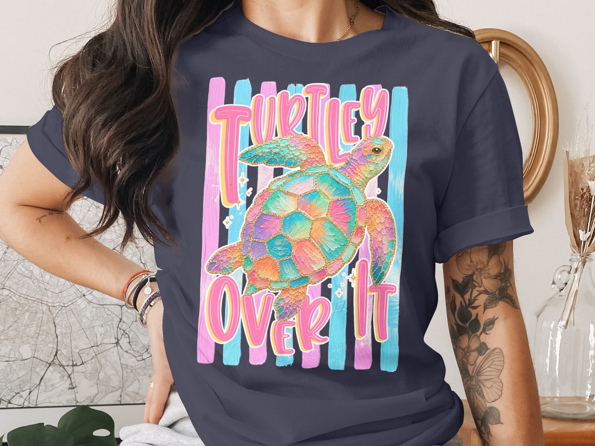Comfort Colors ® Turtley Over It Sea Turtle T-Shirt, Funny Beach Vibe Tee, Sarcastic Ocean Lover Top, Colorful Summer Vacation Gift - Image 3