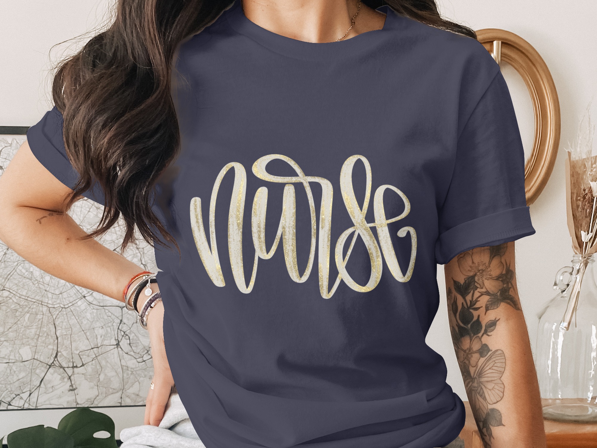 Nurse T-Shirt | Faux Gold Glitter Nurse Gift for RN Graduation & Appreciation Week | Healthcare Worker Tee - Image 3