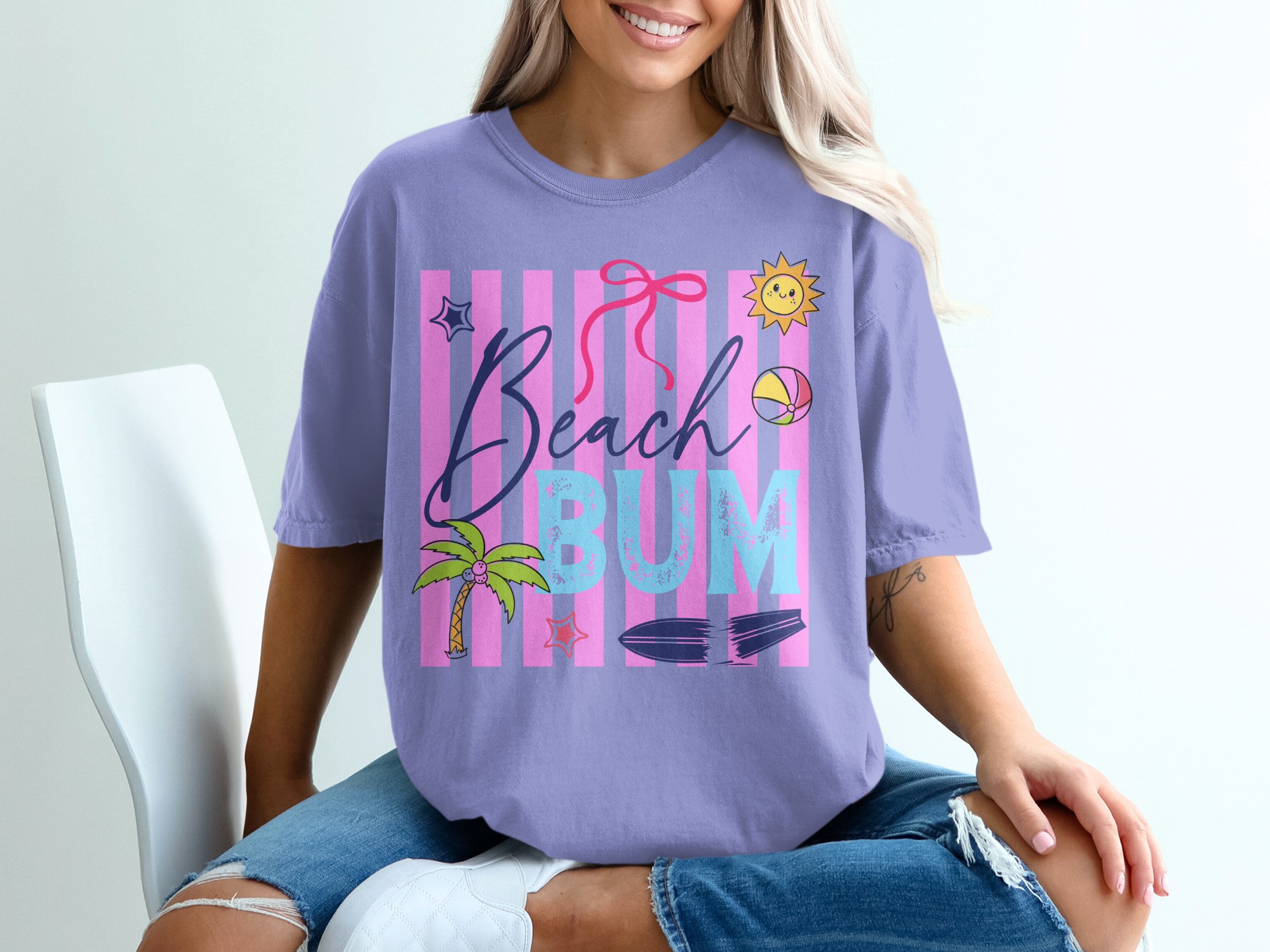 Beach Bum T-Shirt | Retro Summer Vacation Shirt for Women | Cute Beach Lover Tee | Girls Trip Gift Idea | Fun Ocean Vibe Apparel - Image 18