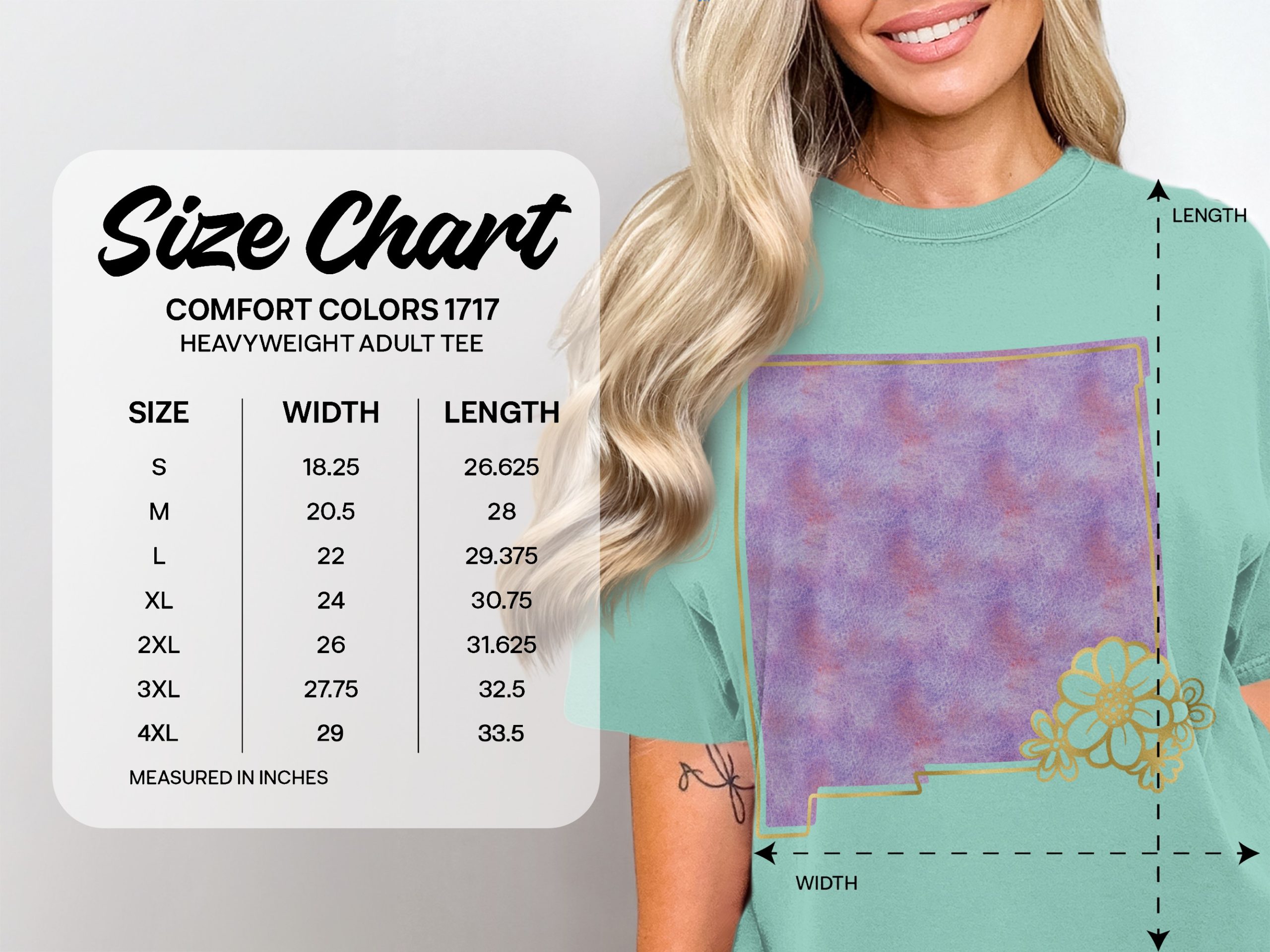 New Mexico Watercolor T-Shirt, Faux Gold Floral NM State Outline Tee, Southwestern Boho Purple State Pride Top, Travel Souvenir Gift - Image 5