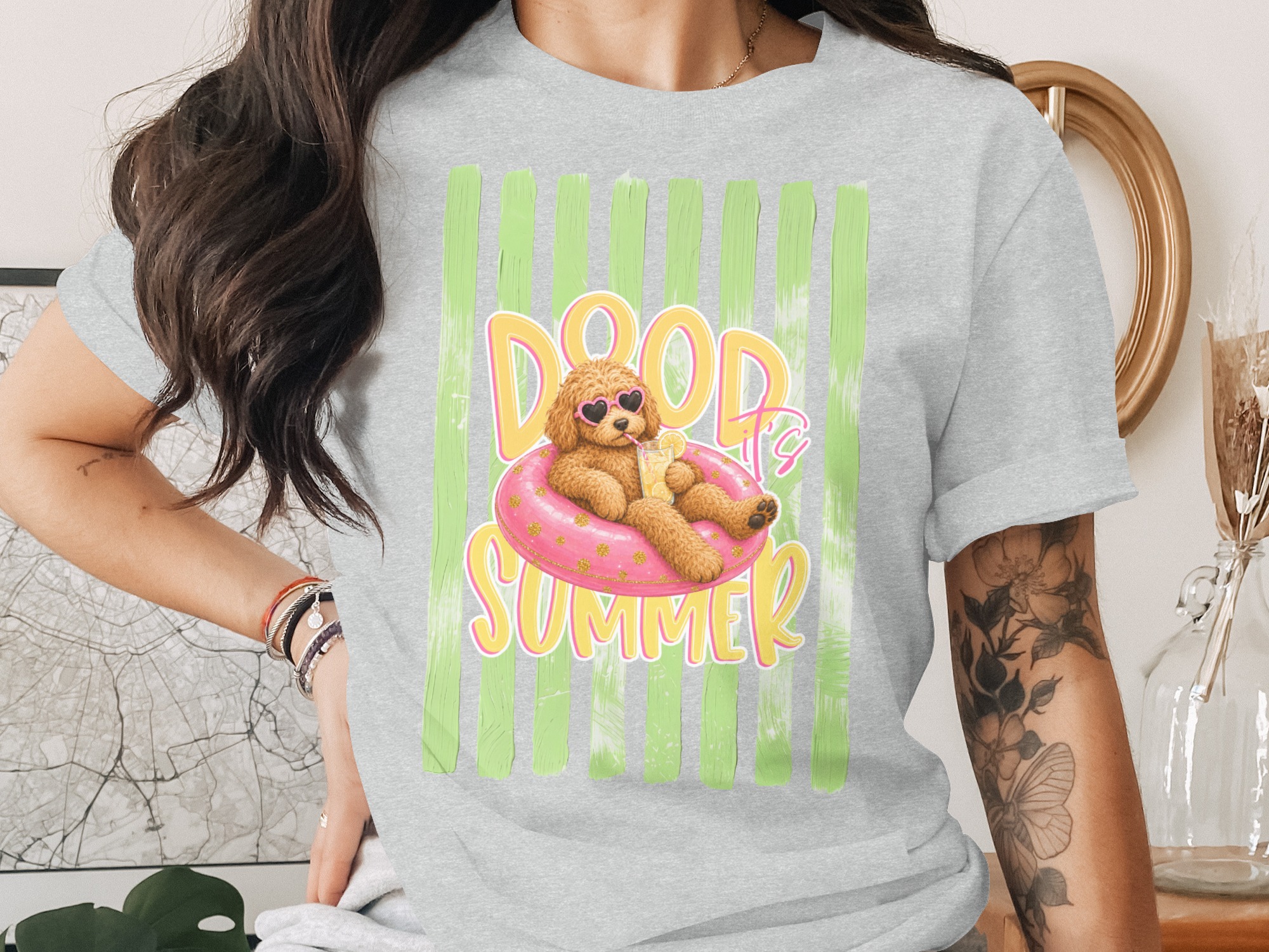 Comfort Colors® Dood Summer T-Shirt, Goldendoodle Pool Float Tee, Cute Dog Lover Graphic Shirt, Vacation Pet Mom Gift - Image 2