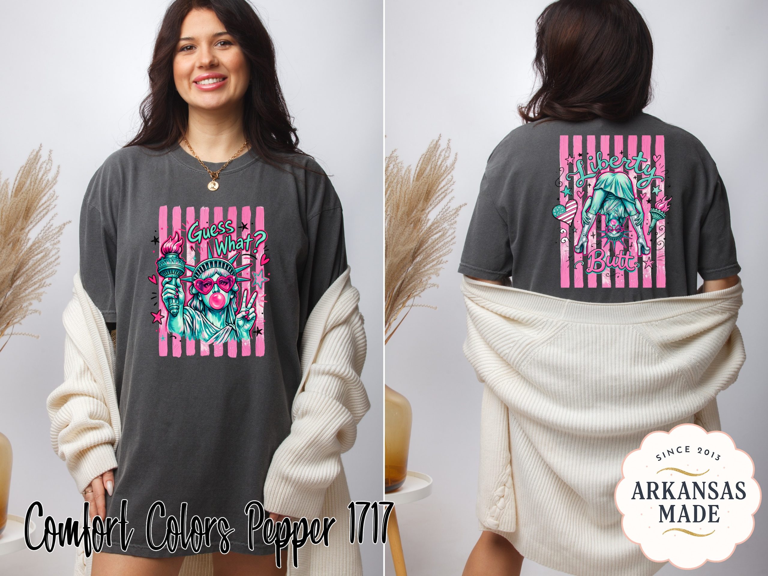 Sassy Statue of Liberty T-Shirt, Comfort Colors ® Pink Pop Art Y2K Tee, Bubblegum Liberty Peace Sign Graphic Shirt, Fun American Icon Gift - Image 3