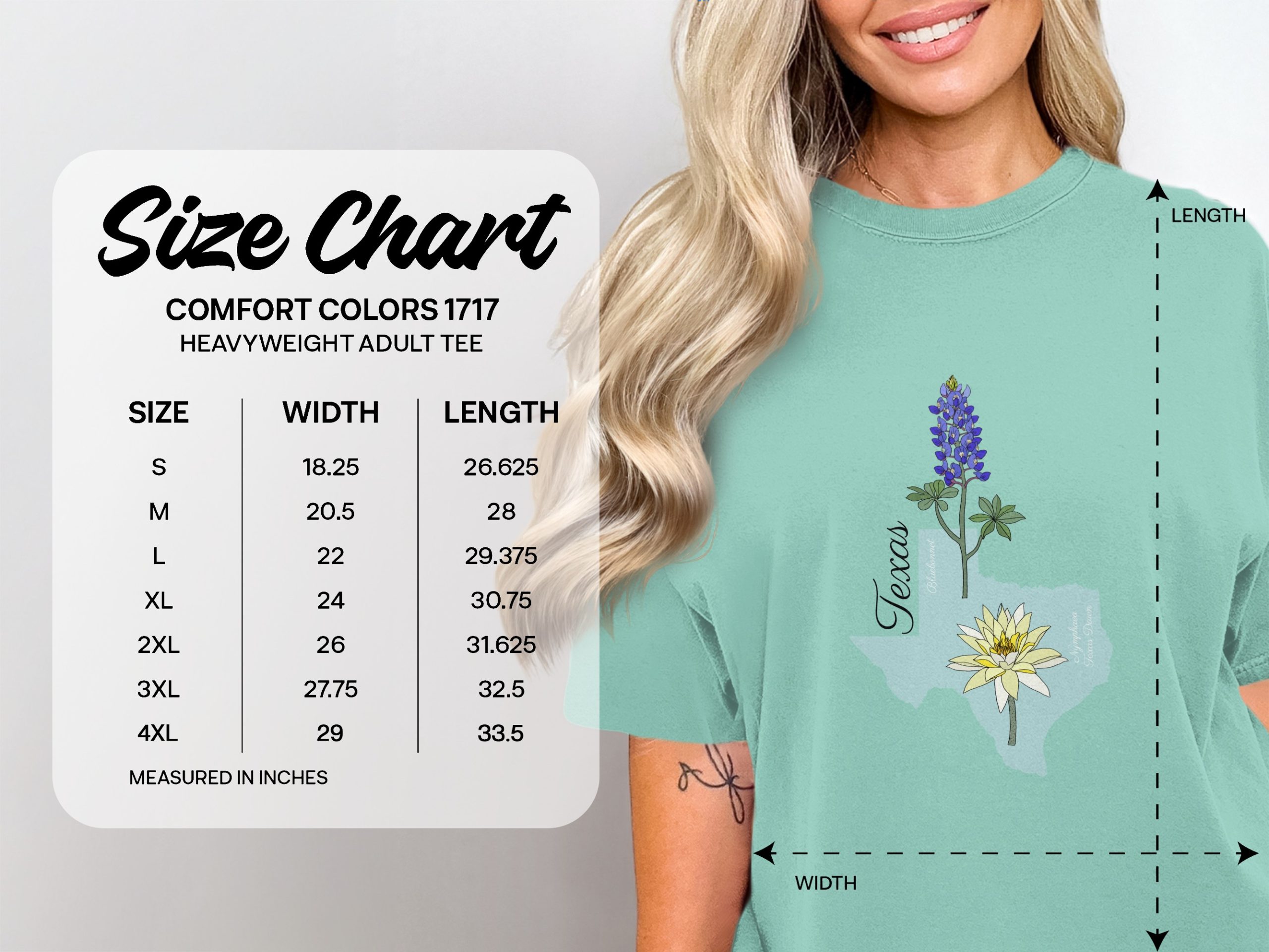Texas Bluebonnet Water Lily T-Shirt, State Flower Texas Tee, Botanical Nature Lover Gift, Southern Pride Texas Shirt, Lone Star State - Image 4