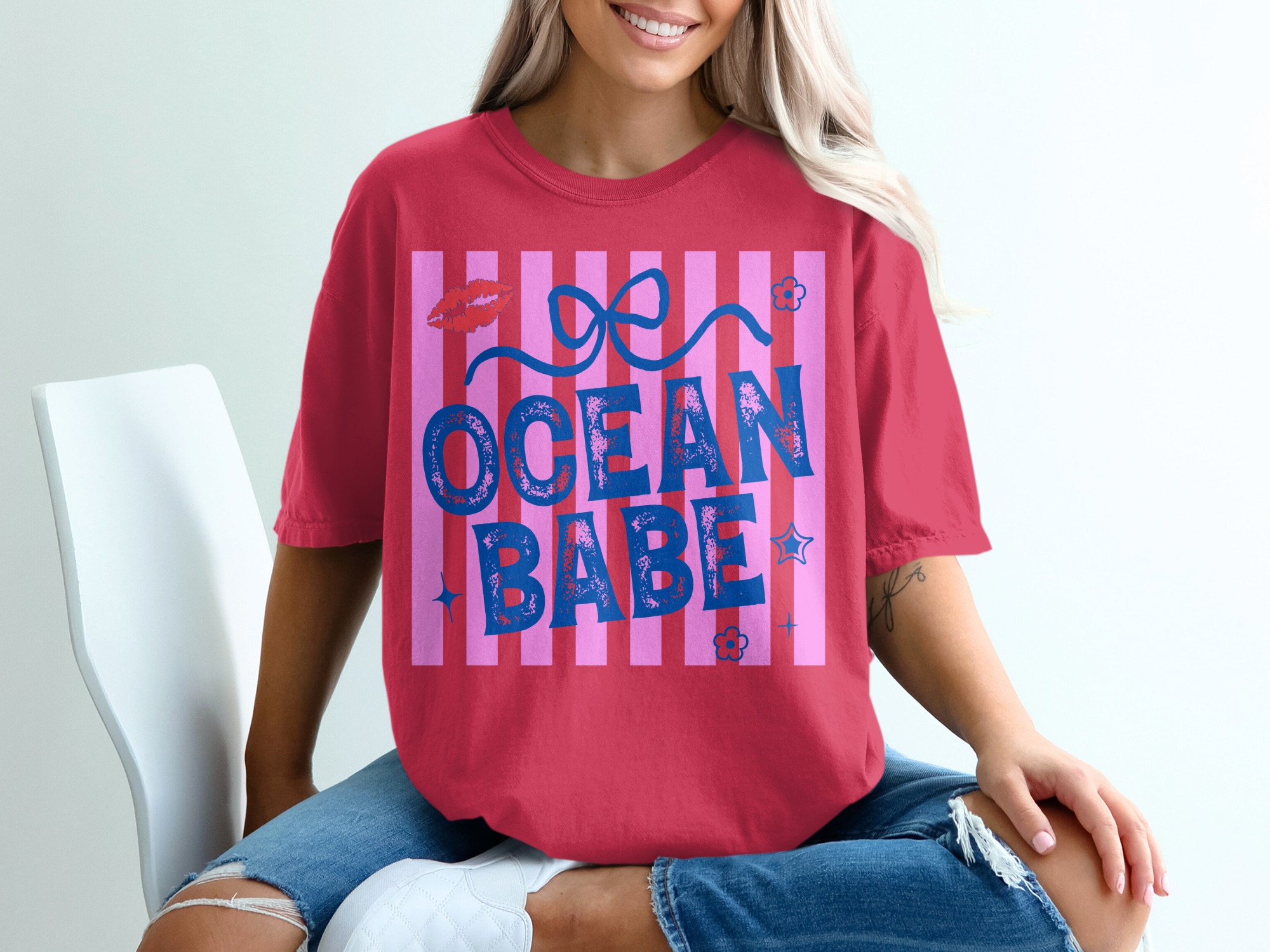 Ocean Babe T-Shirt, Y2K Beach Vacation Tee, Trendy Summer Shirt for Her, Coastal Aesthetic Top, Fun Bachelorette Trip Gift - Image 14
