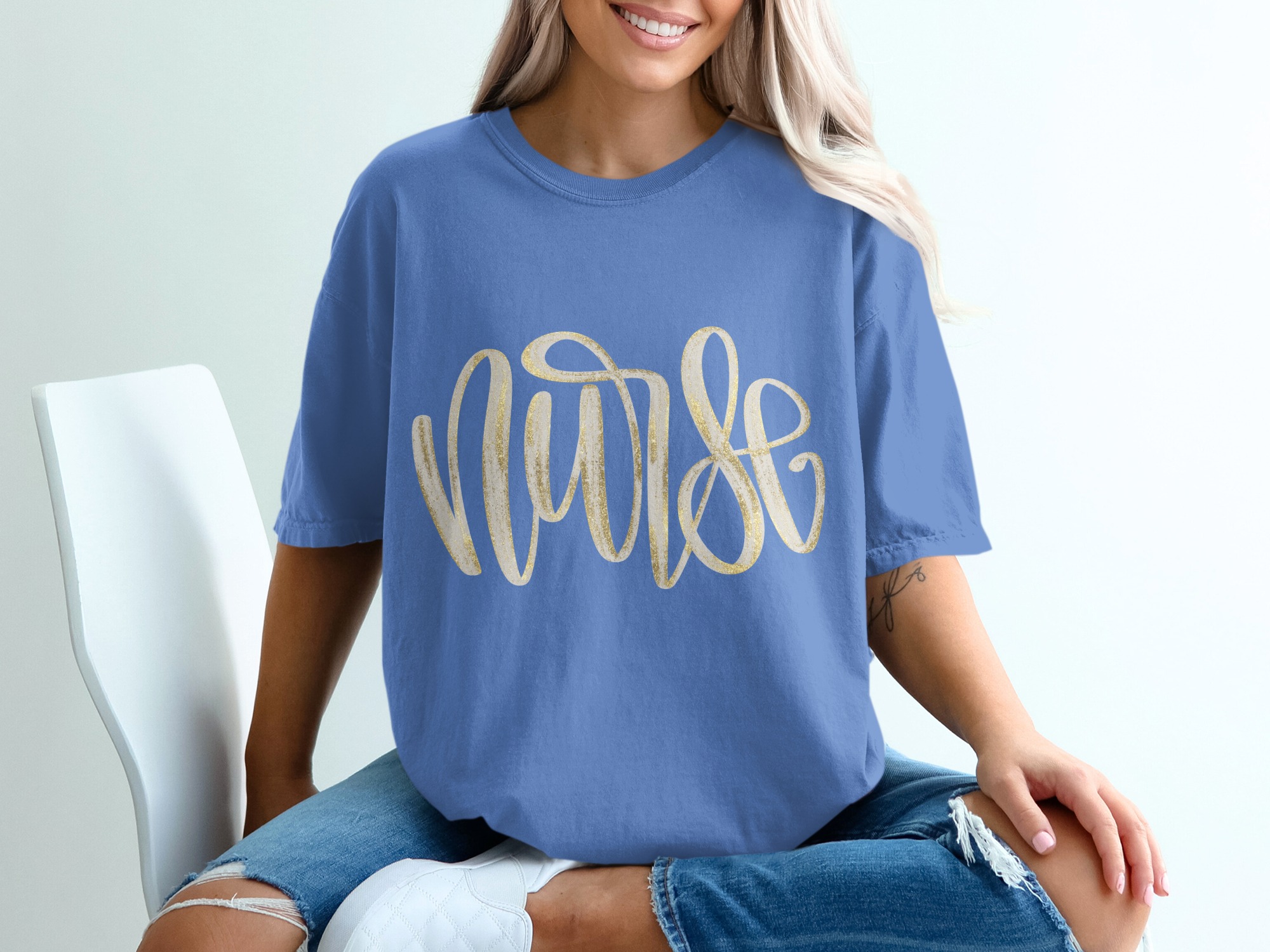 Nurse T-Shirt | Faux Gold Glitter Nurse Gift for RN Graduation & Appreciation Week | Healthcare Worker Tee - Image 20