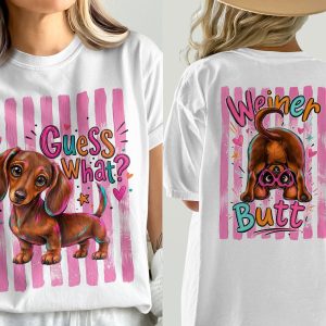 Cute Dachshund T-Shirt, Comfort Colors® Dog Lover Tee, Wiener Dog Mom Gift, Playful Puppy Art Graphic Tee, Aesthetic Animal Lover Shirt