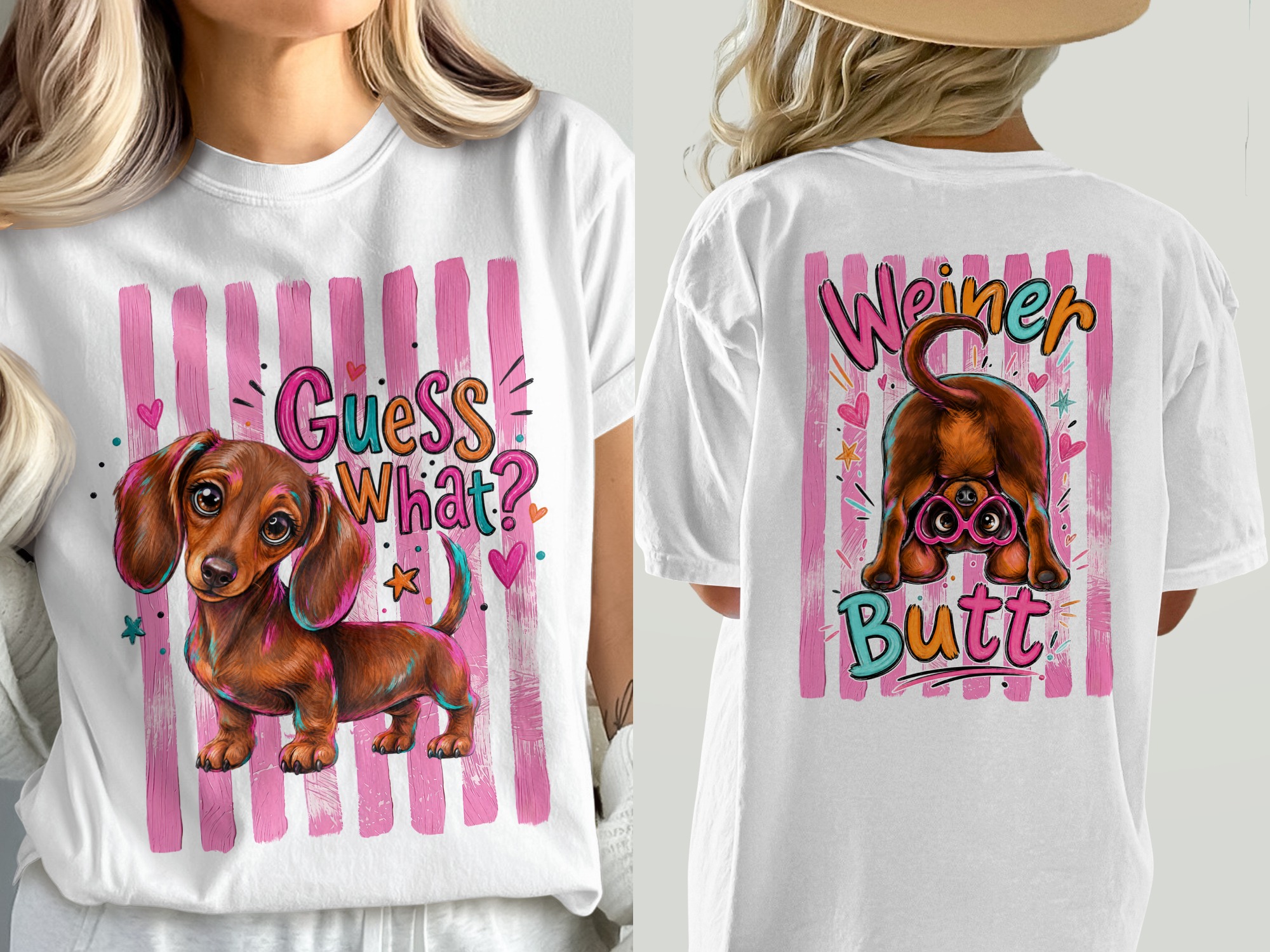 Cute Dachshund T-Shirt, Comfort Colors® Dog Lover Tee, Wiener Dog Mom Gift, Playful Puppy Art Graphic Tee, Aesthetic Animal Lover Shirt