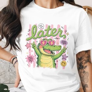 Alligator Sunglasses T-Shirt, Comfort Colors ®, Retro Crocodile Tee, Peace Sign Shirt, Y2K Good Times Vibes, Funky Graphic Summer Apparel