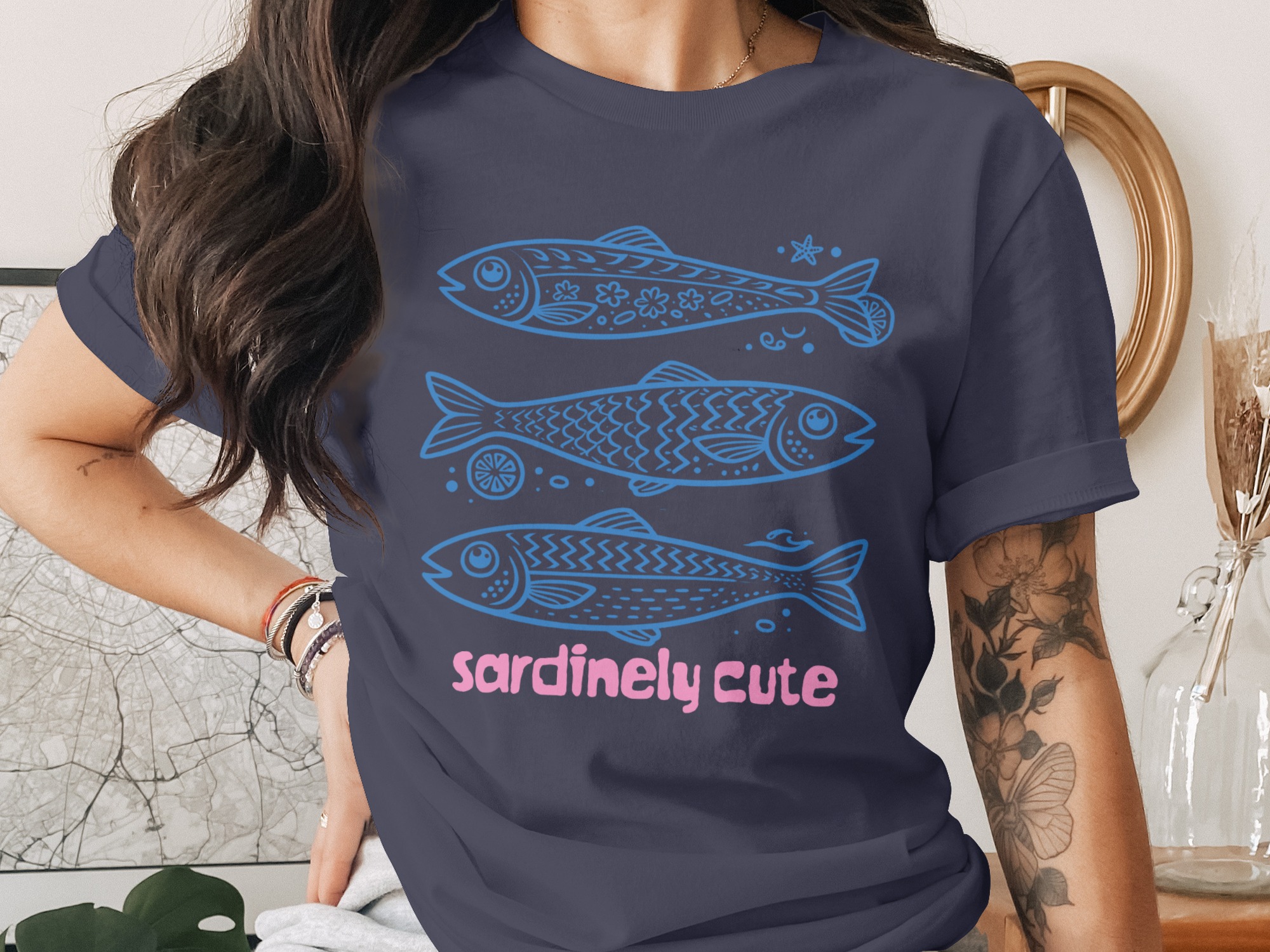 Sardinely Cute Fish T-Shirt, Whimsical Ocean Lover Tee, Coastal Marine Life Graphic Shirt, Unique Punny Fish Gift - Image 2