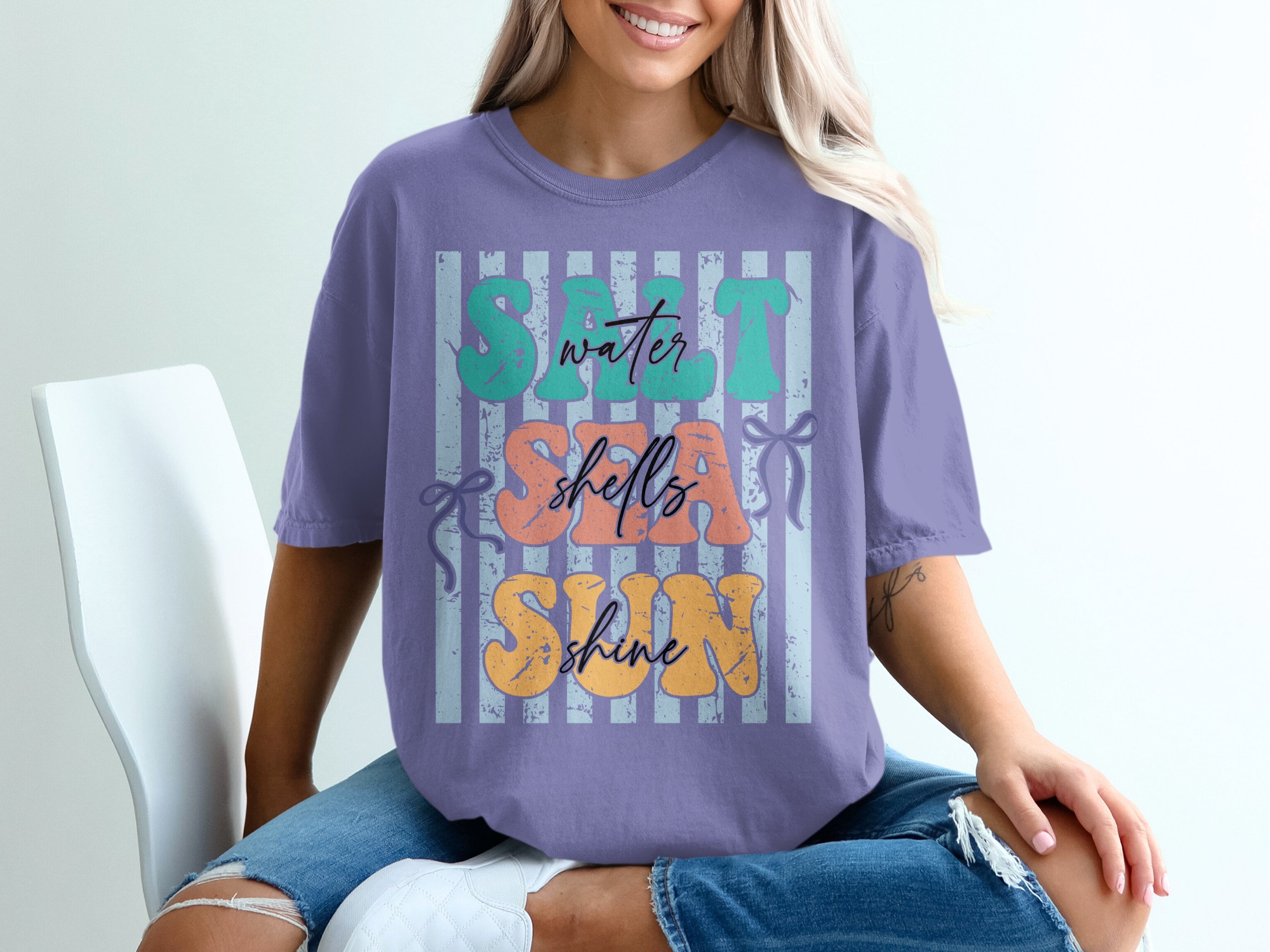 Salt Sea Sun T-Shirt | Beach Lover Tee | Summer Vacation Vibes | Coastal Graphic Shirt for Women | Retro Beachy Top - Image 13