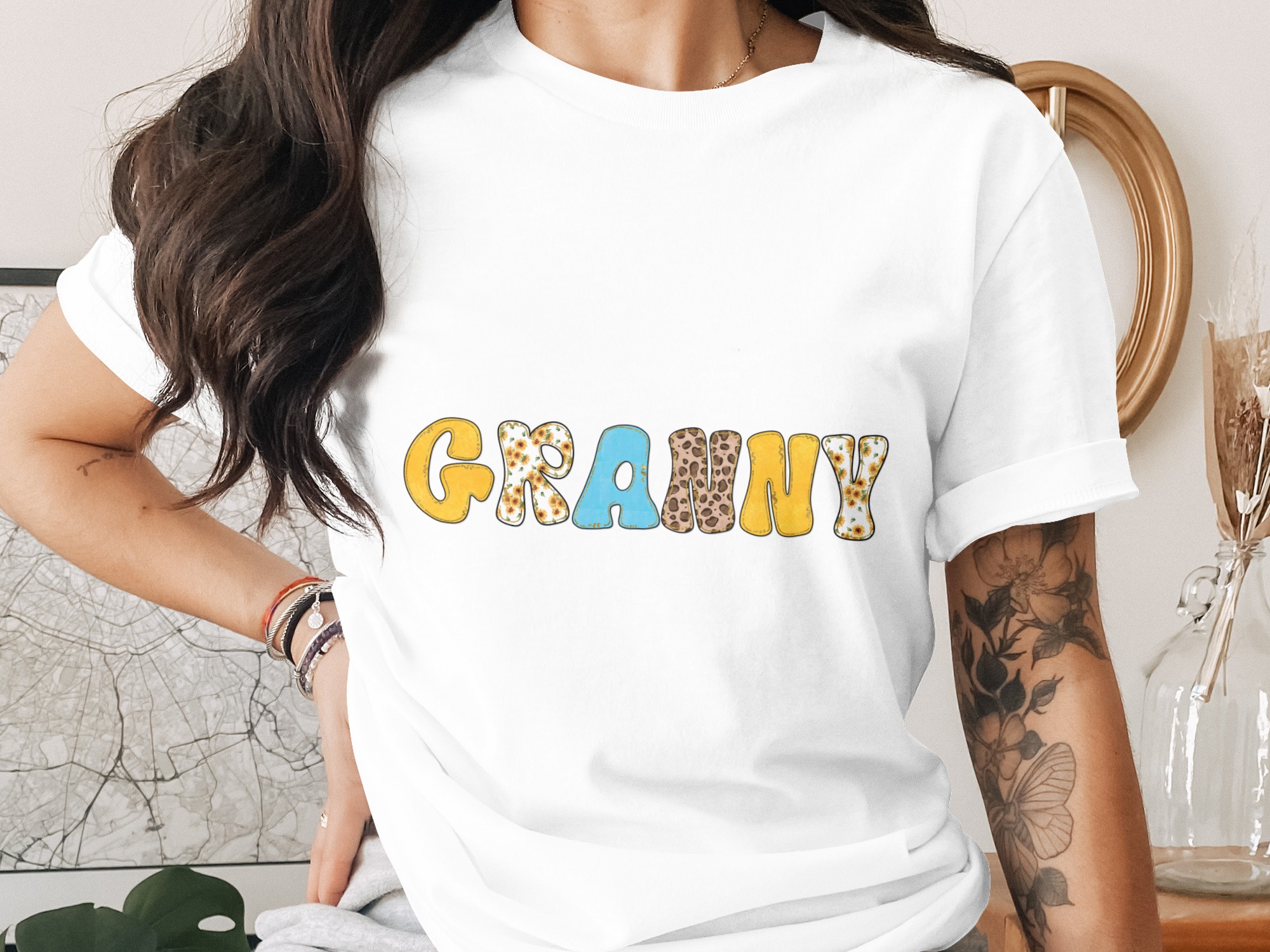 Grammy PNG Sublimation Digital File, Sunflower Leopard Faux Glitter Print, Grandparent Gift, Cheerful Design Download