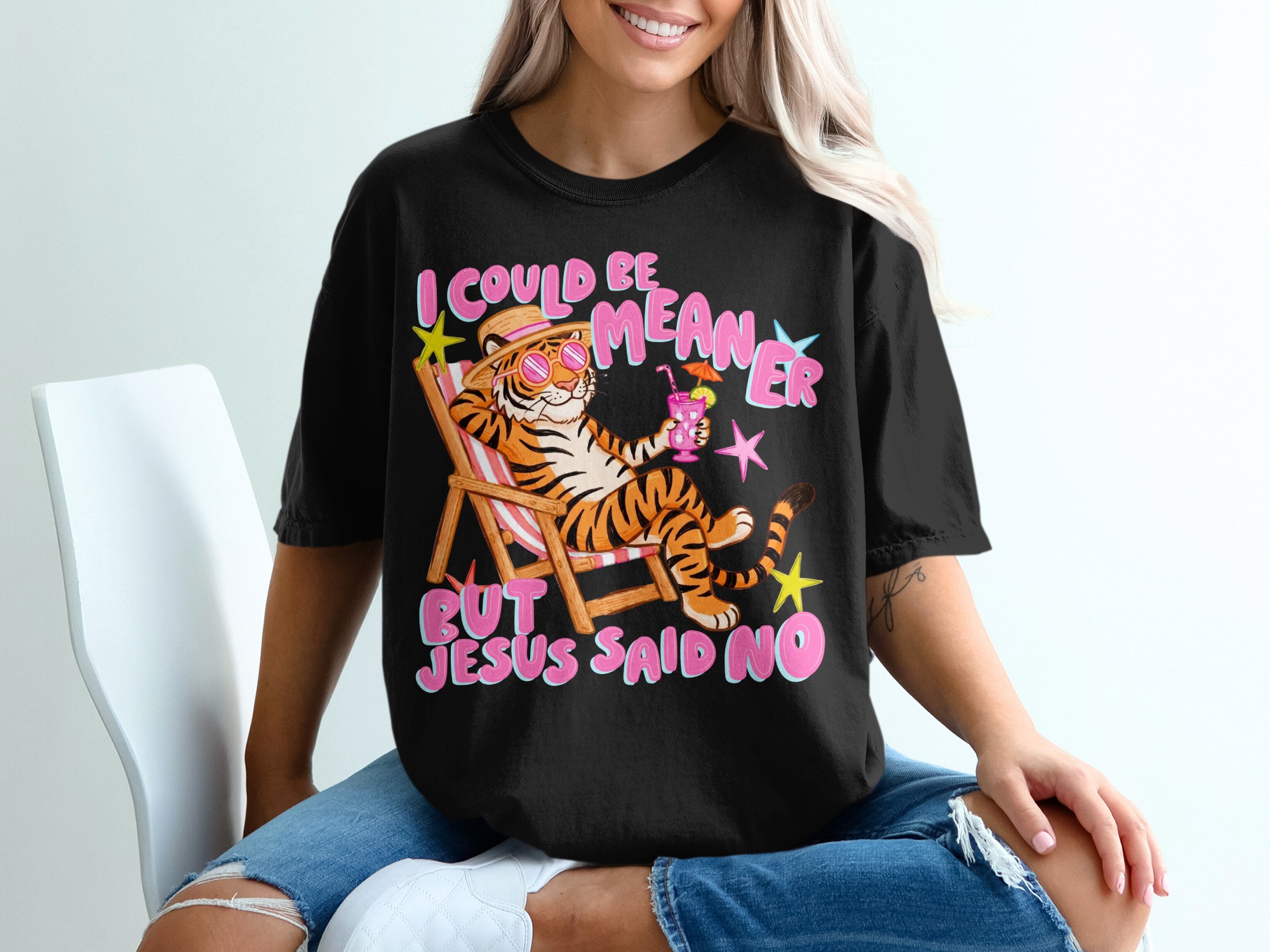 Sarcastic Jesus Said No T-Shirt, Funny Christian Meme Tee, Chill Tiger Vacation Shirt, Witty Faith Humor Gift, Bible Quote Tee - Image 8