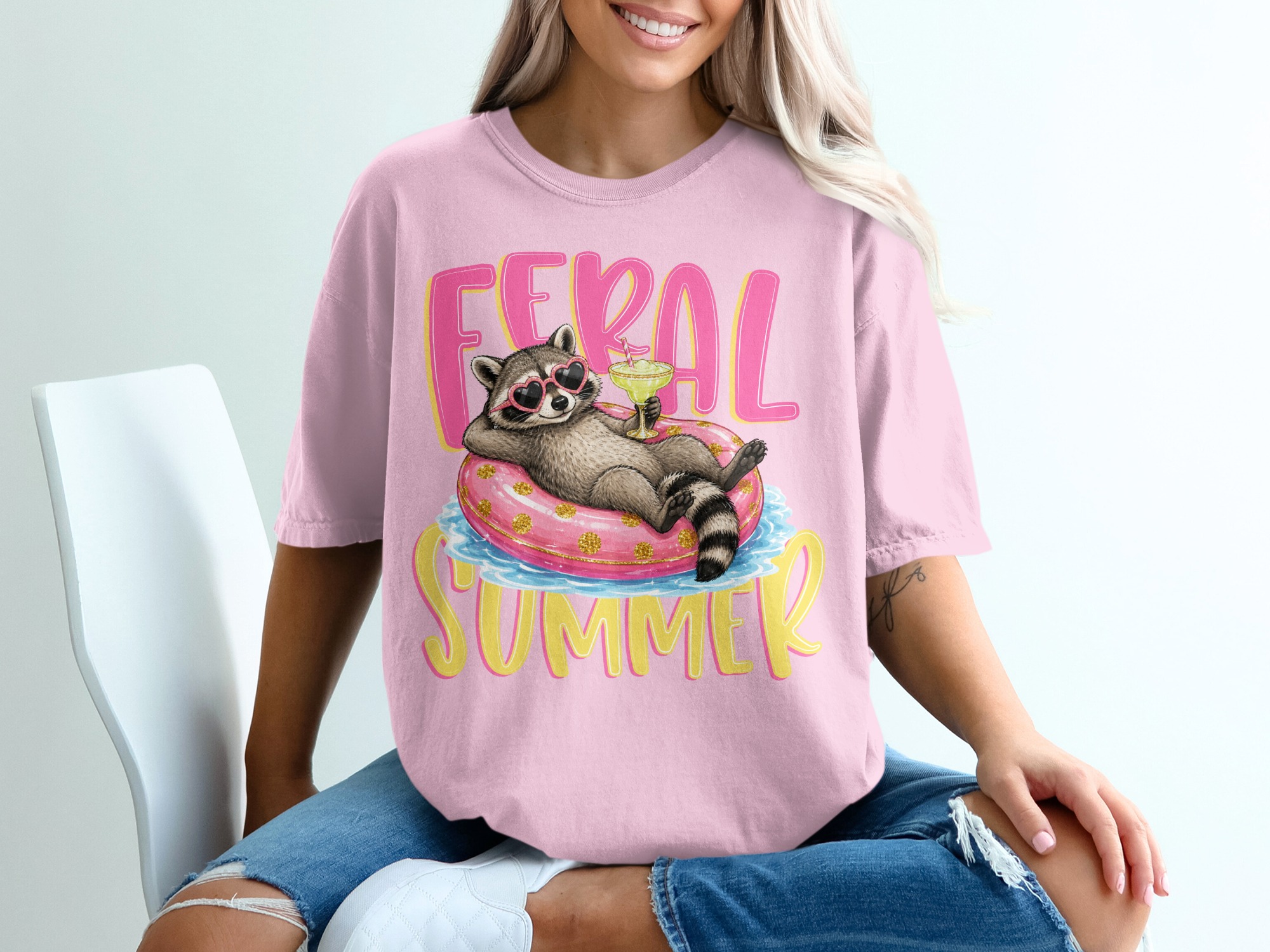 Feral Summer Raccoon T-Shirt, Funny Animal Lover Tee, Vacation Mode Shirt, Unbothered Raccoon Gift for Her, Cute Graphic Top - Image 17