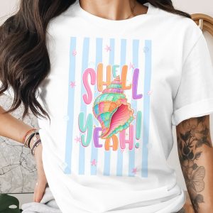 Comfort Colors® Shell Yeah T-Shirt, Vibrant Beach Lover Gift, Summer Vacation Coastal Tee, Retro Ocean Aesthetic Apparel for Her