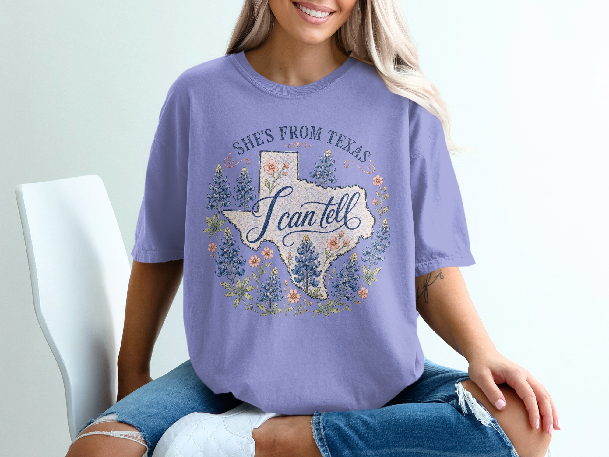 She's From Texas T-Shirt, Bluebonnet Texas State Pride Shirt for Women, Southern Texas Girl Gift, Texas Lover Tee - Image 18