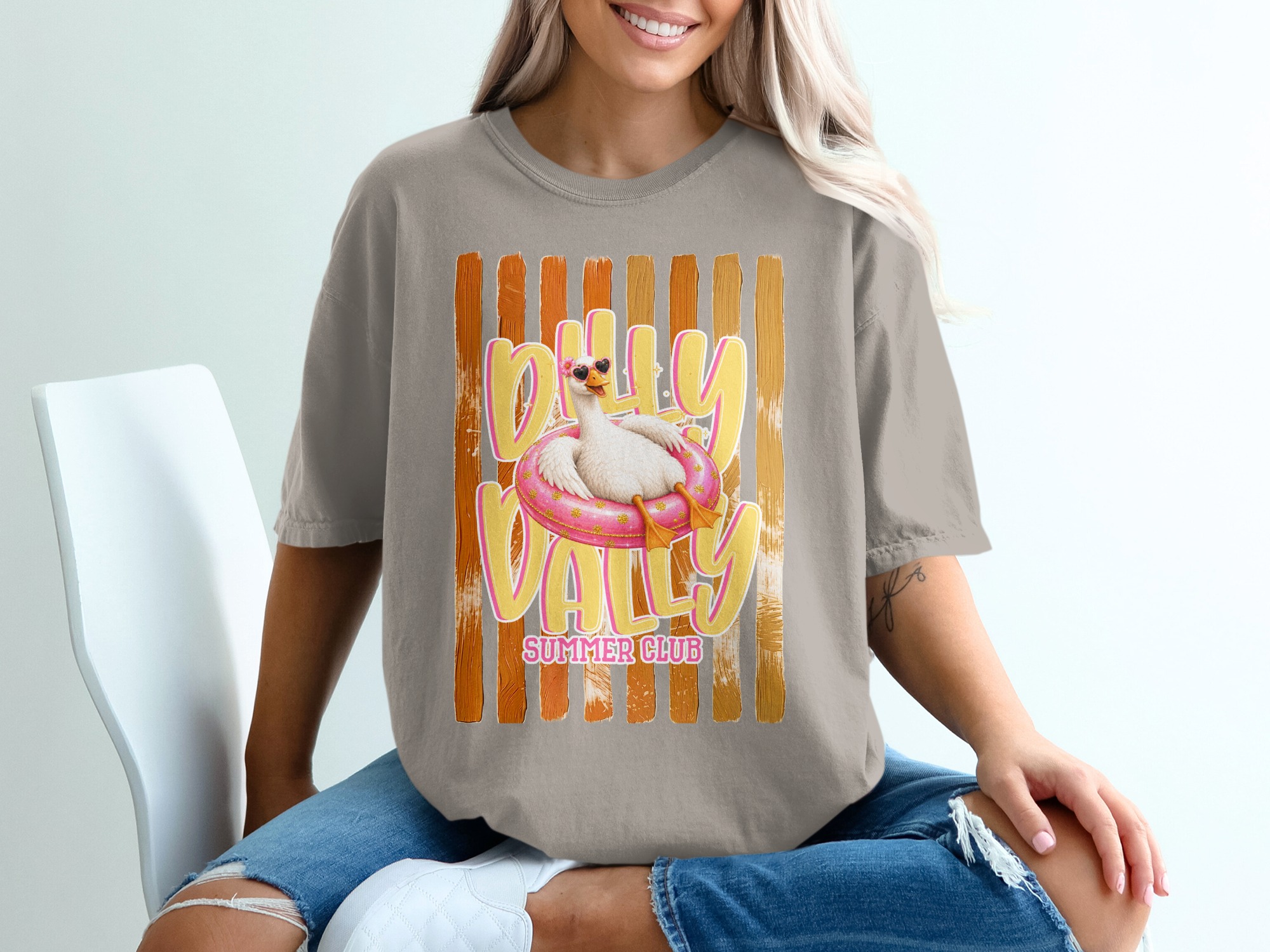 Comfort Colors® Dilly Dally Summer Club T-Shirt, Funny Duck Float Tee, Whimsical Summer Vacation Shirt, Relaxed Animal Lover Gift - Image 11