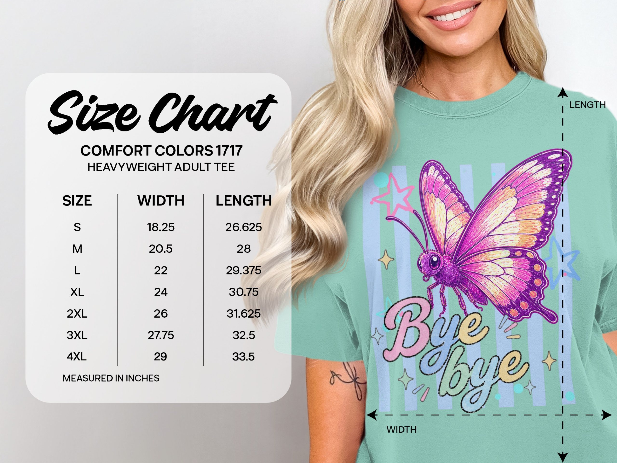 Y2K Butterfly Bye Bye T-Shirt, Comfort Colors ® Aesthetic Pastel Grunge Tee, Kawaii Whimsical Indie Graphic Shirt, Cute Trendy Gen Z Gift - Image 4