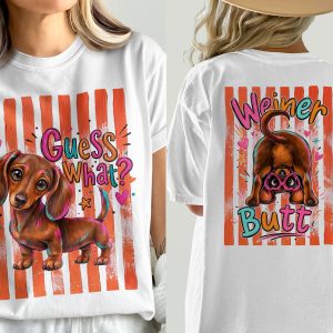 Playful Dachshund Comfort Colors ® T-Shirt, Cute Weenie Dog Graphic Tee with 'Guess What?' Design, Funny Dog Mom Gift, Pet Lover Apparel