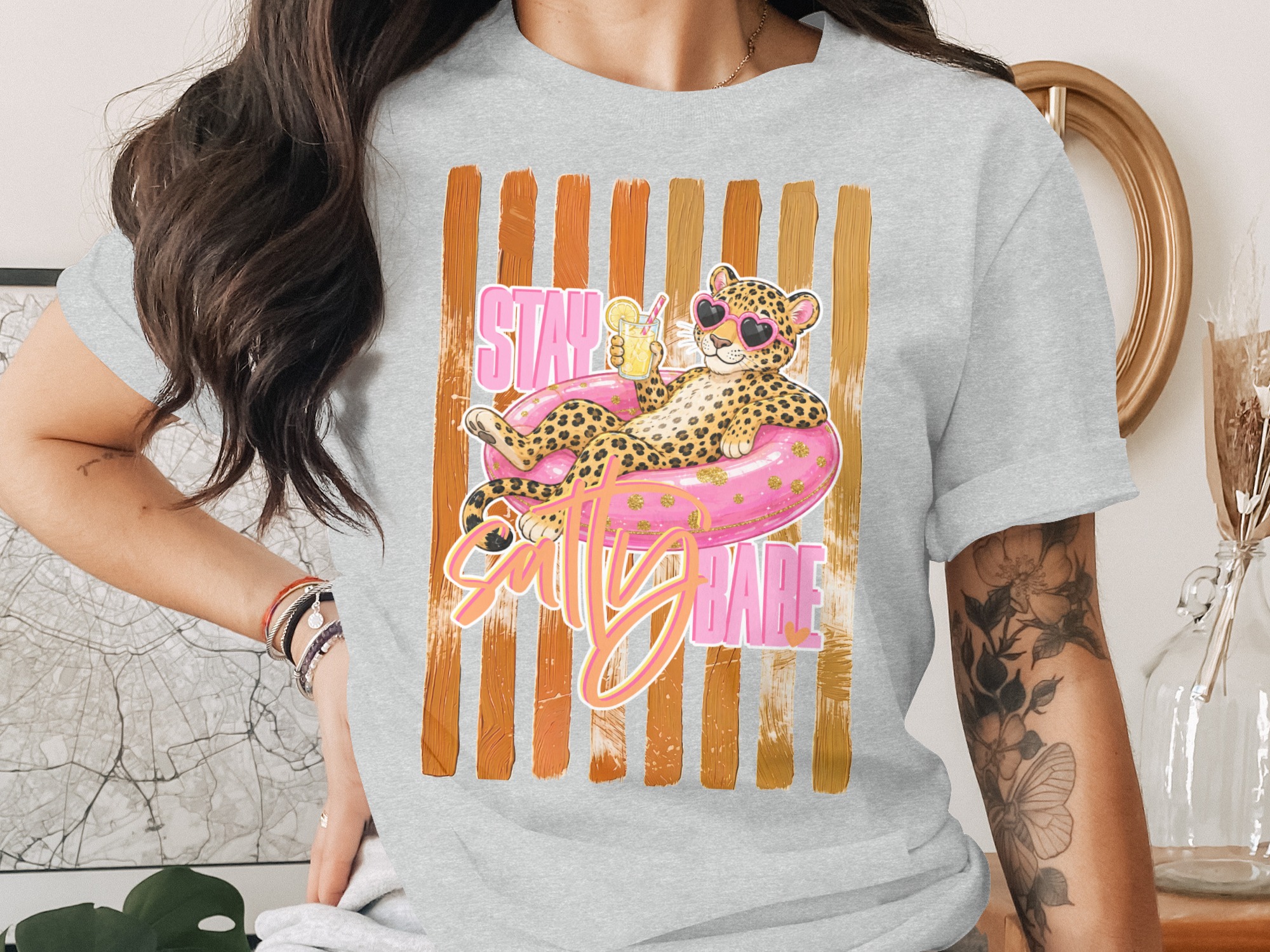 Comfort Colors® Stay Salty Babe T-Shirt, Leopard Print Summer Vacation Tee, Funny Beach Graphic Shirt, Women's Animal Print Gift - Image 2