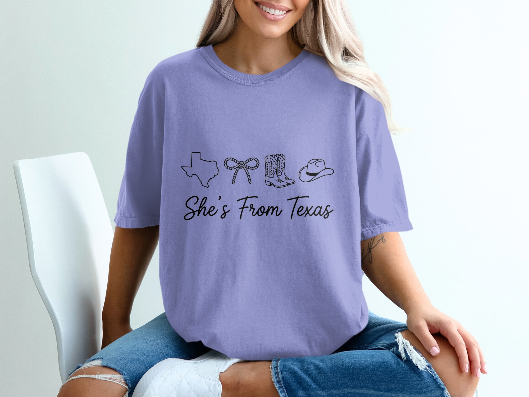 She's From Texas T-Shirt, Texas Outline Cowgirl Boots Hat Rope Bow Western Tee, Southern Pride Gift for Her, Country Girl Shirt - Image 18