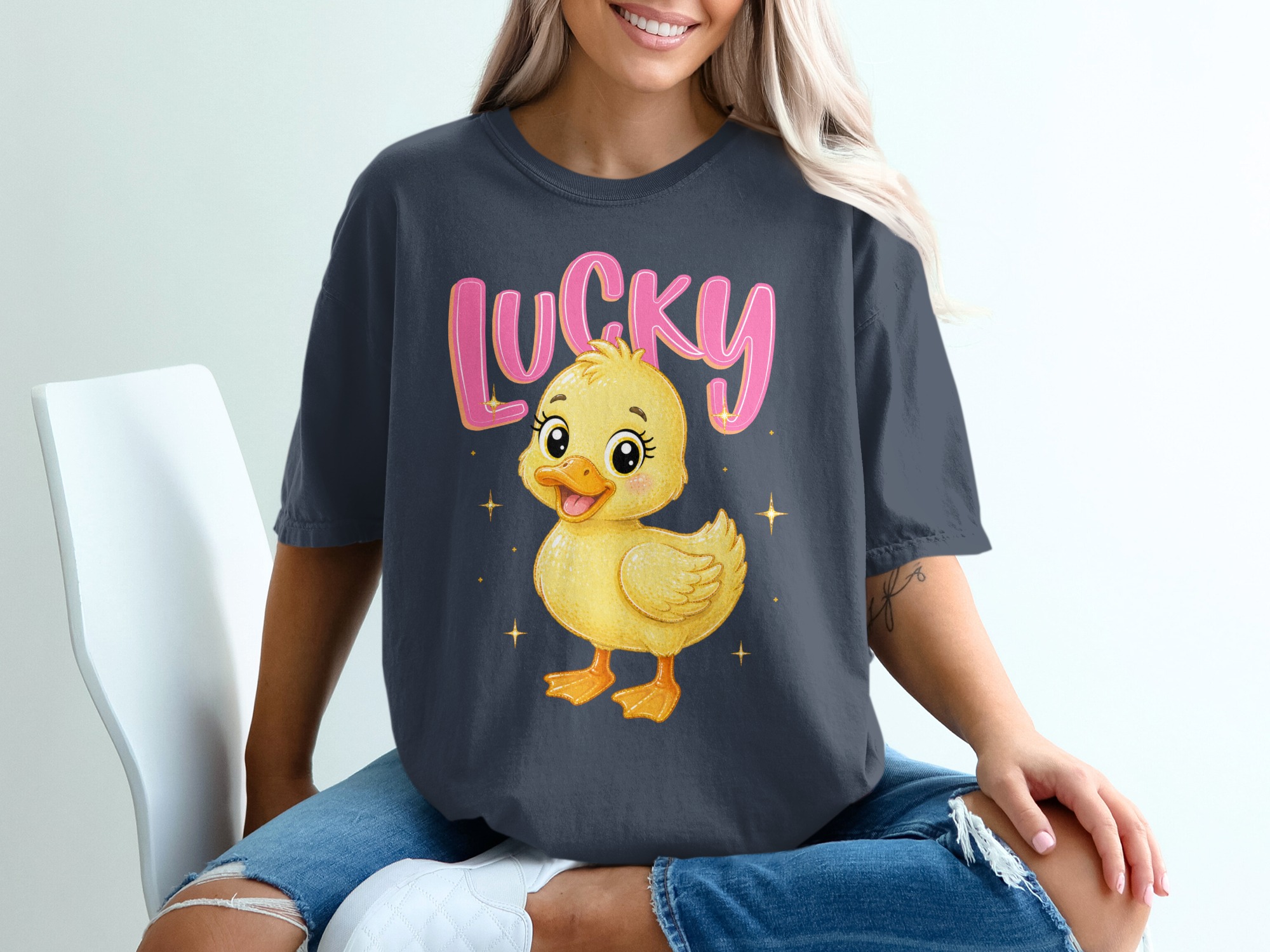 Lucky Duck T-Shirt, Cute Baby Duckling Graphic Tee, Kawaii Animal Shirt, Pink Lucky Top, Positive Vibe Gift - Image 12