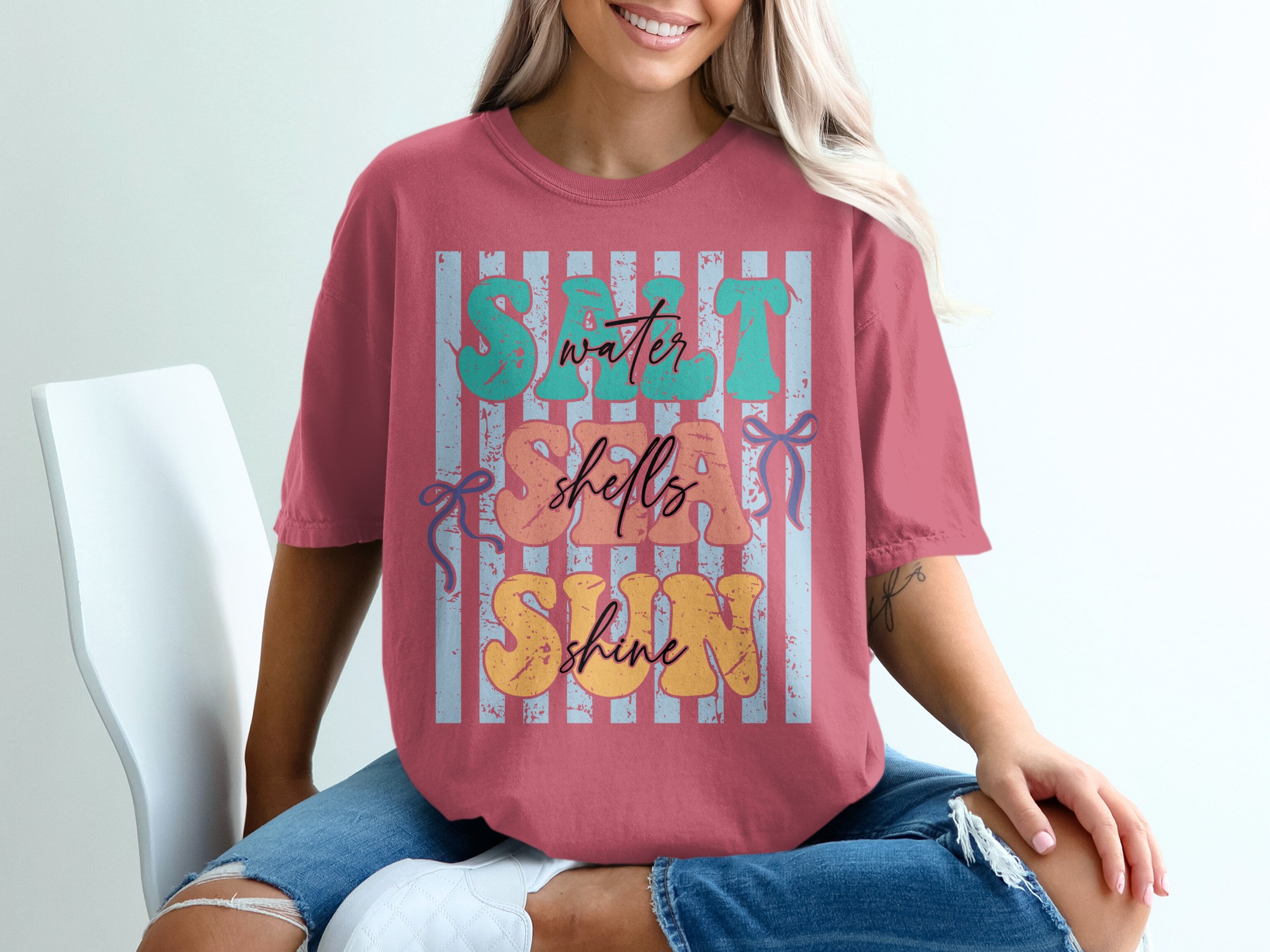 Salt Sea Sun T-Shirt | Beach Lover Tee | Summer Vacation Vibes | Coastal Graphic Shirt for Women | Retro Beachy Top - Image 15
