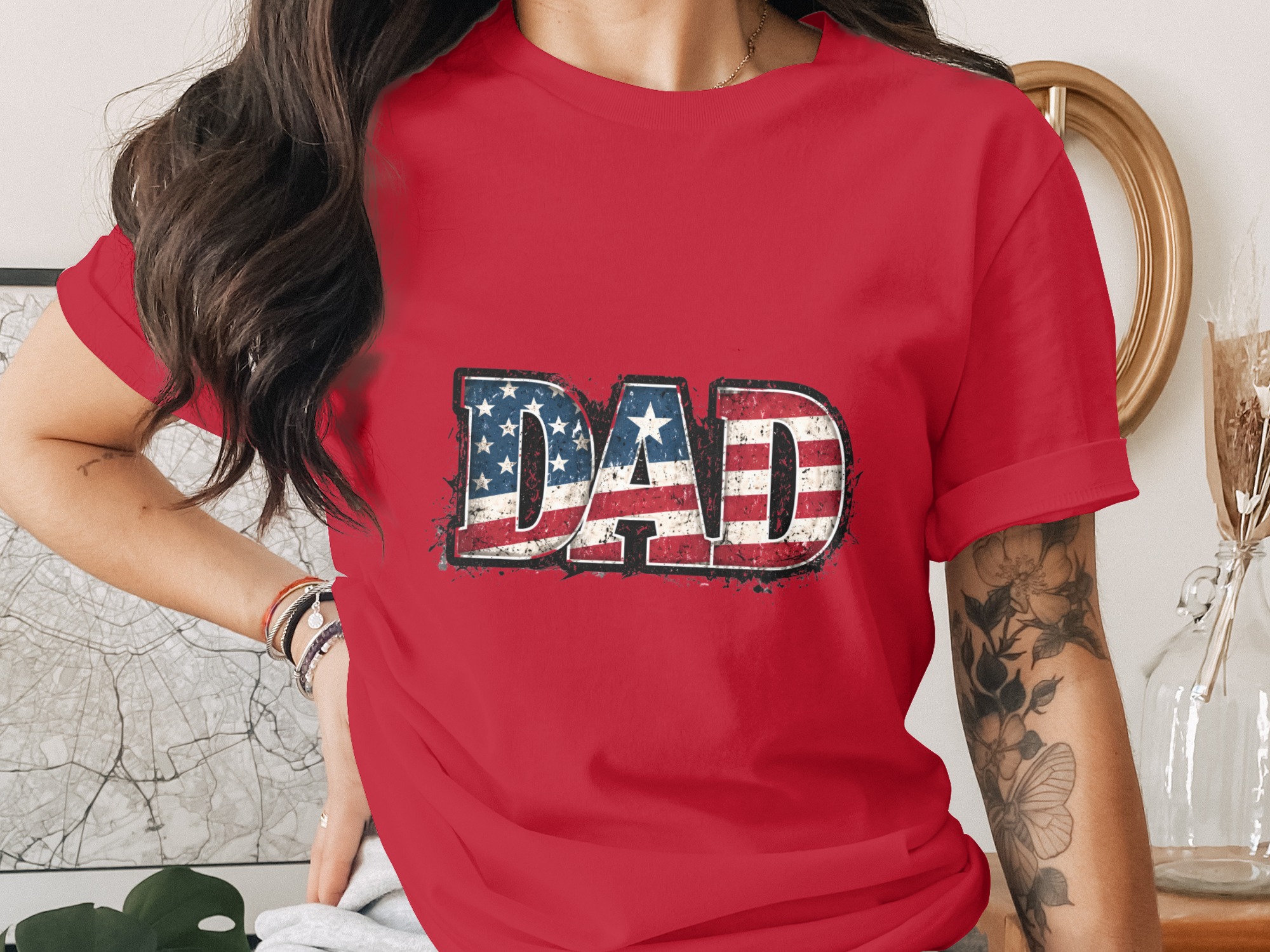 Comfort Colors® Dad T-Shirt, Patriotic American Flag Dad Shirt, Father's Day Gift, Distressed Flag Tee, Fourth of July, Gift for Papa - Image 4