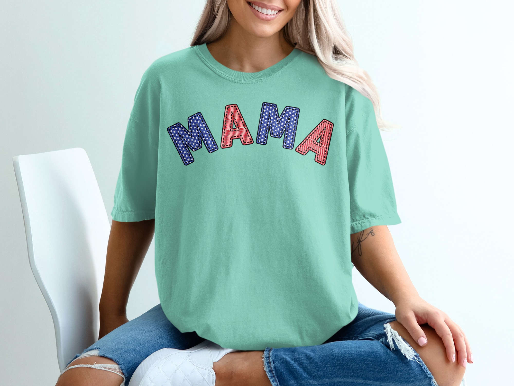 Patriotic Mama T-Shirt, American Flag Mama Shirt, 4th of July Mom Tee, USA Red White Blue Top, Memorial Day Mother's Day Gift for Her - Image 10