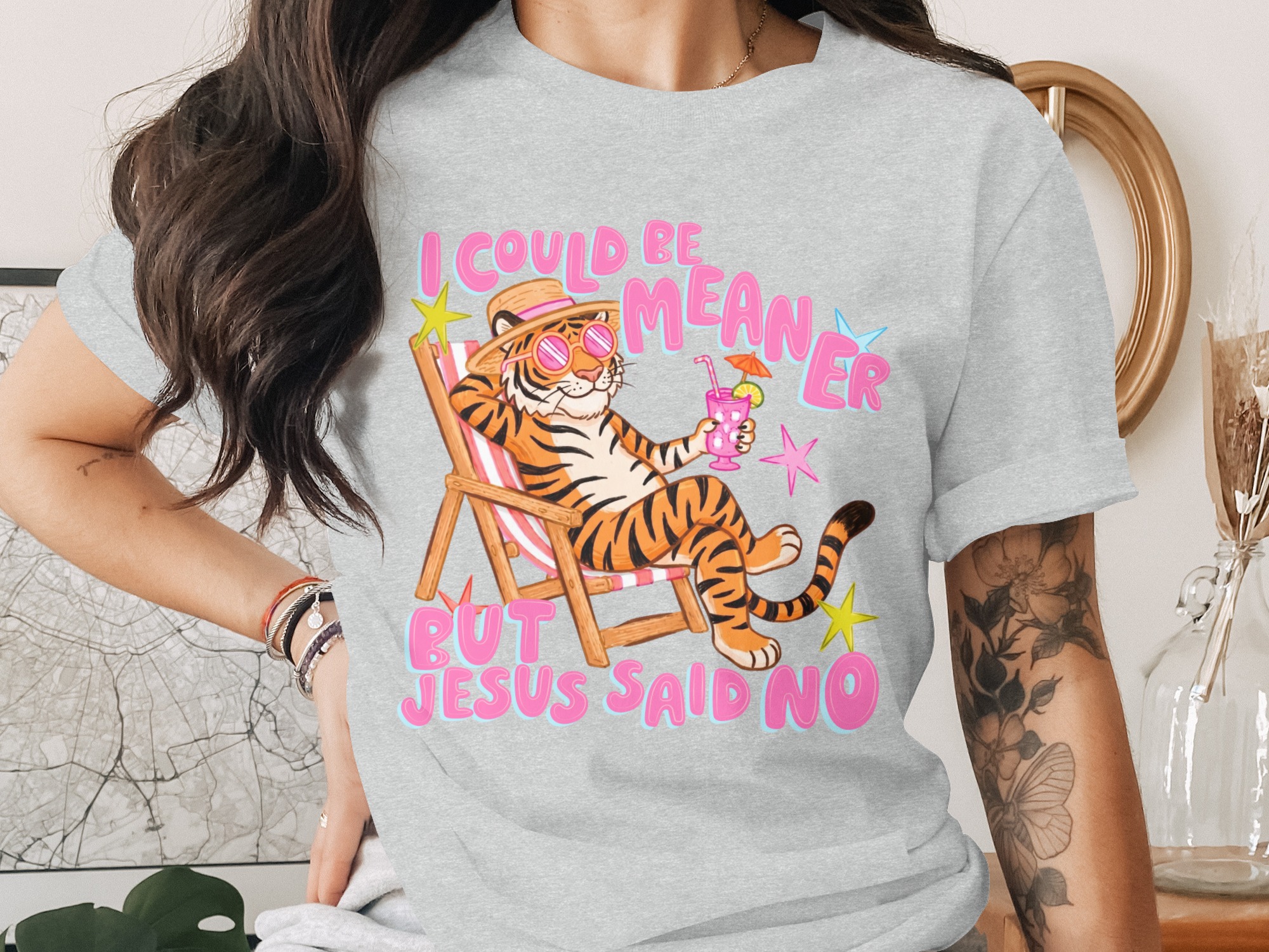 Sarcastic Jesus Said No T-Shirt, Funny Christian Meme Tee, Chill Tiger Vacation Shirt, Witty Faith Humor Gift, Bible Quote Tee - Image 2