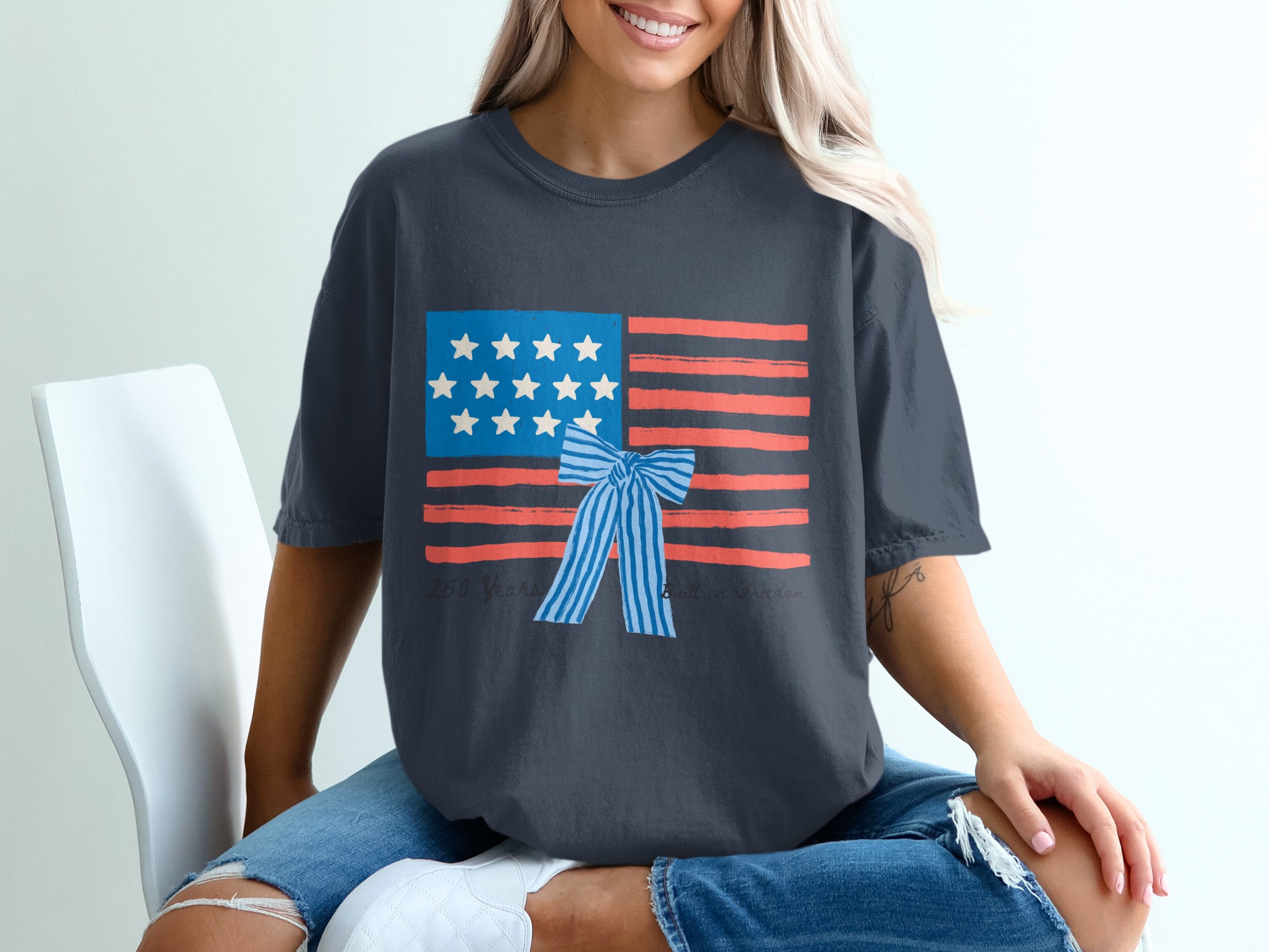 250 Years Built on Freedom American Flag T-Shirt, Patriotic Independence Day USA Tee, Heritage Anniversary Shirt Gift - Image 12