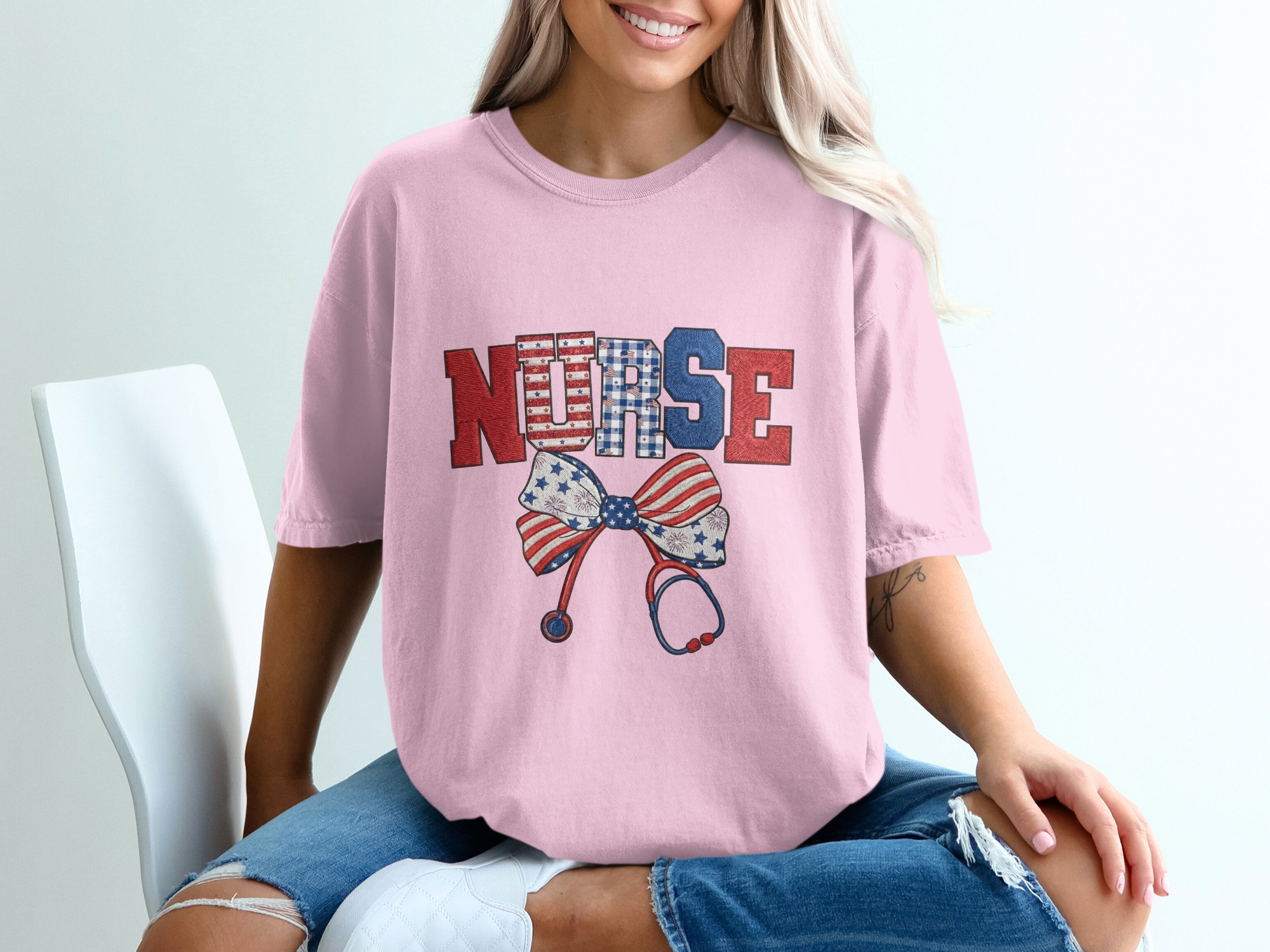 Comfort Colors® Patriotic Nurse T-Shirt, American Flag Nurse Tee, RN Gift, Stethoscope Shirt, Healthcare Hero, 4th of July, Nurse Graduation - Image 17