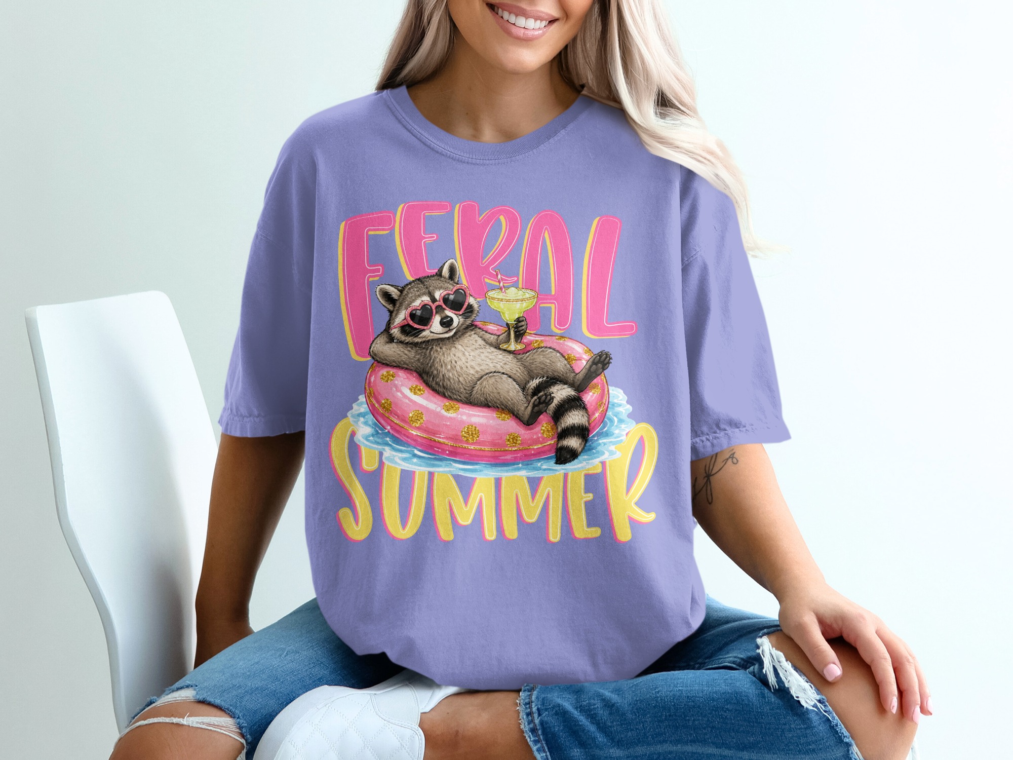 Feral Summer Raccoon T-Shirt, Funny Animal Lover Tee, Vacation Mode Shirt, Unbothered Raccoon Gift for Her, Cute Graphic Top - Image 18