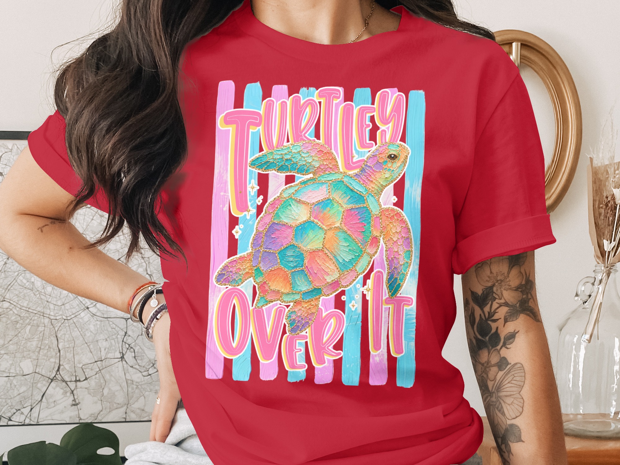 Comfort Colors ® Turtley Over It Sea Turtle T-Shirt, Funny Beach Vibe Tee, Sarcastic Ocean Lover Top, Colorful Summer Vacation Gift - Image 4