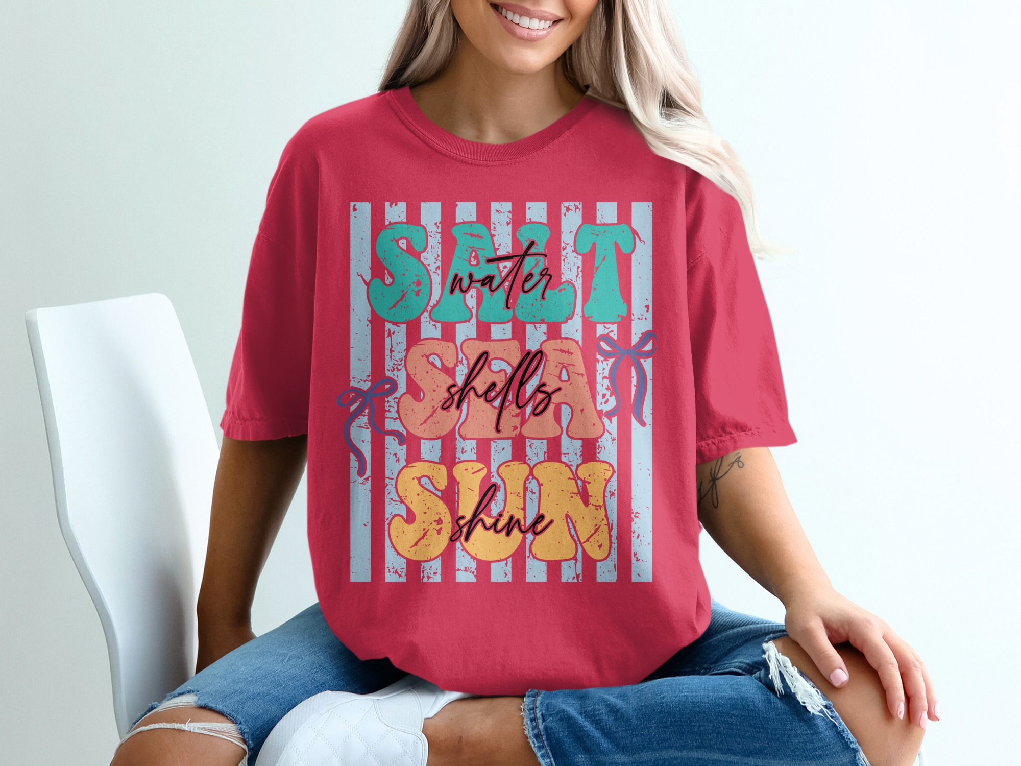Salt Sea Sun T-Shirt | Beach Lover Tee | Summer Vacation Vibes | Coastal Graphic Shirt for Women | Retro Beachy Top - Image 14