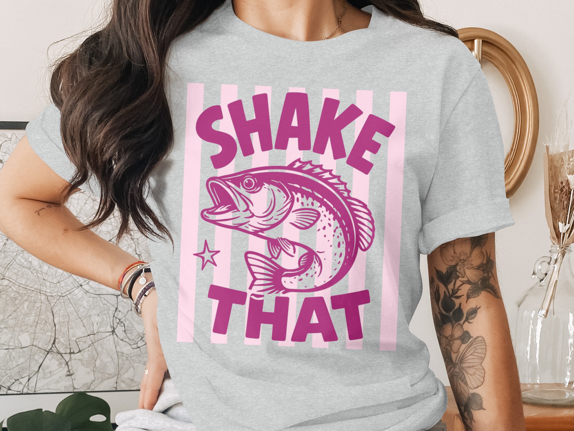 Comfort Colors® Shake That Bass Fishing T-Shirt, Funny Angler Shirt, Lake Life Tee, Boating Vacation Outfit, Outdoors Gift - Image 2