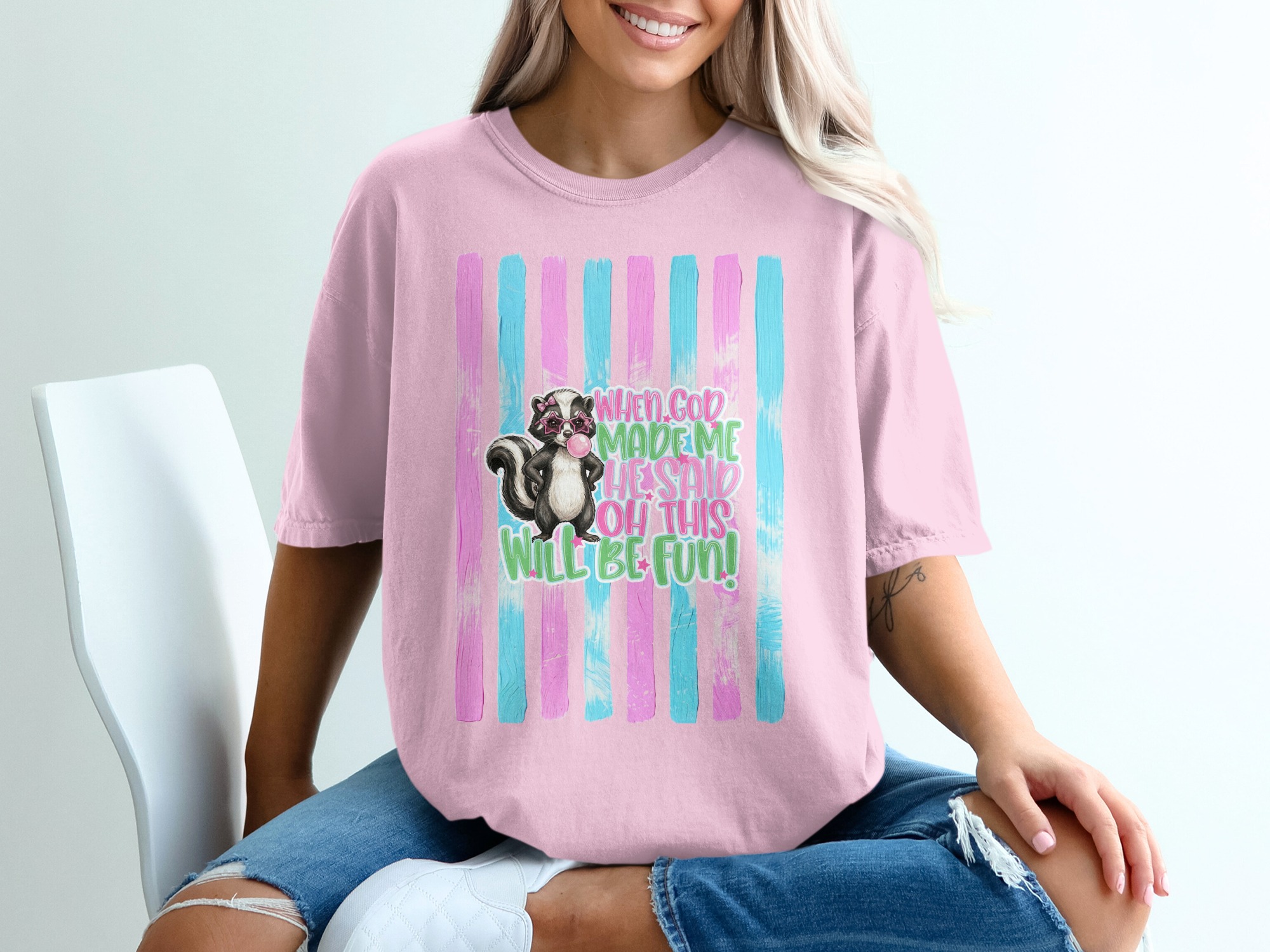 Comfort Colors ® Sassy Skunk T-Shirt, Funny Animal Quote Tee, Bubblegum Star Glasses, Cute Skunk Lover Gift, Whimsical Graphic Shirt - Image 17