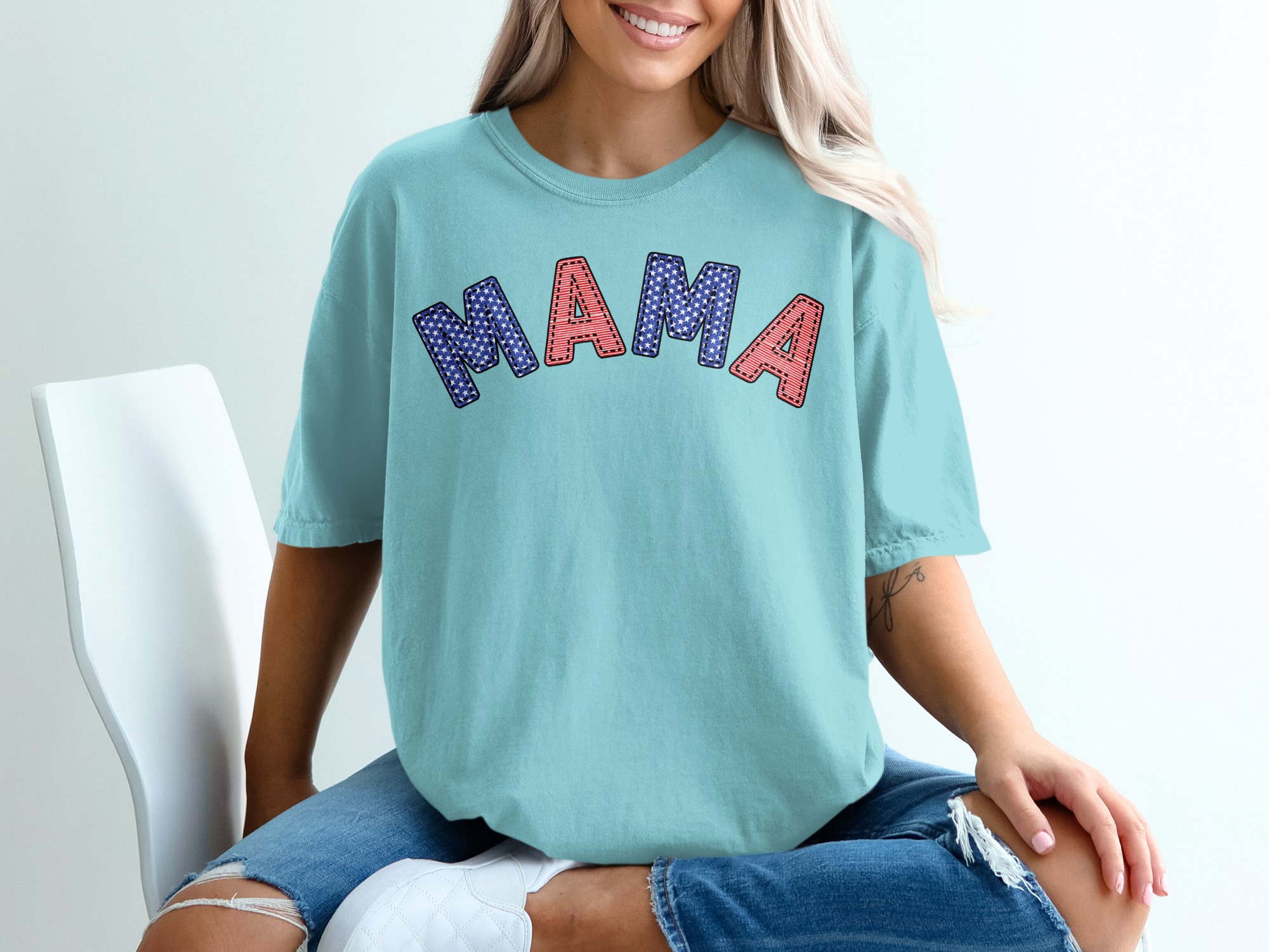 Patriotic Mama T-Shirt, American Flag Mama Shirt, 4th of July Mom Tee, USA Red White Blue Top, Memorial Day Mother's Day Gift for Her - Image 19