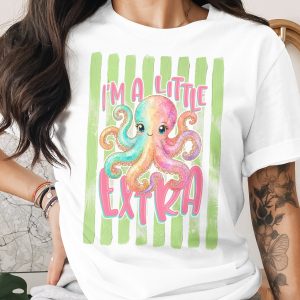 Comfort Colors® Octopus T-Shirt, I'm A Little Extra Shirt, Cute Sea Animal Graphic Tee, Whimsical Ocean Lover Gift For Her, Funny Beach