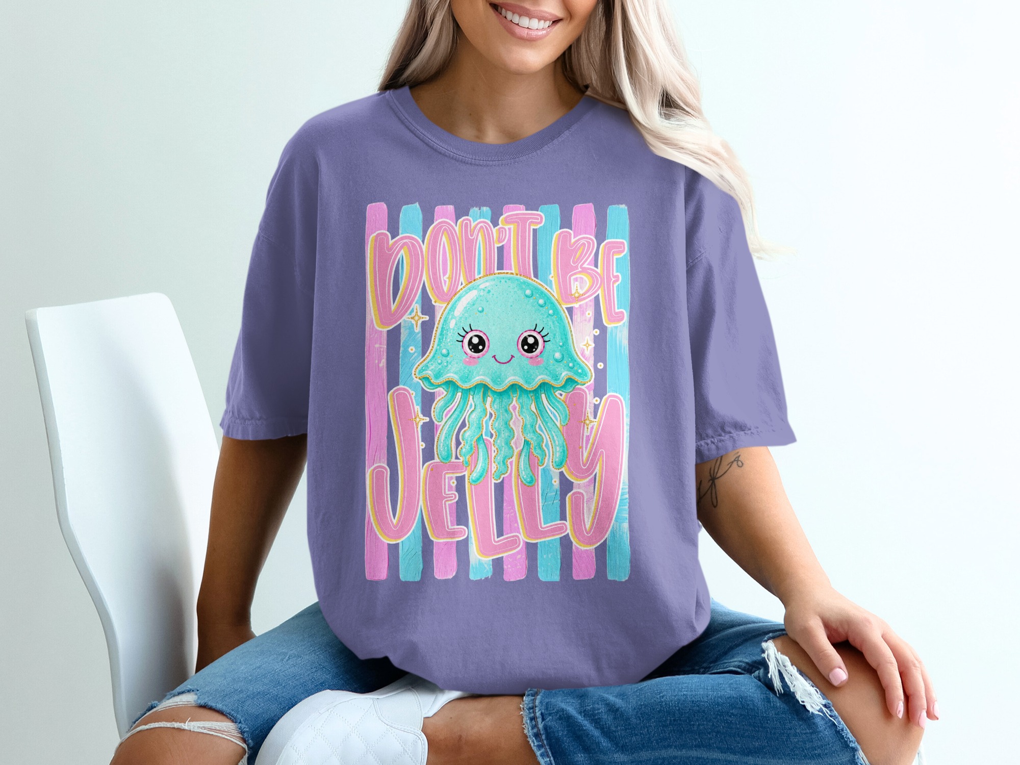 Comfort Colors ® Don't Be Jelly T-Shirt, Cute Kawaii Jellyfish Tee, Positive Vibes, Summer Ocean Lover Gift, Aesthetic Girl Shirt, Trendy - Image 13